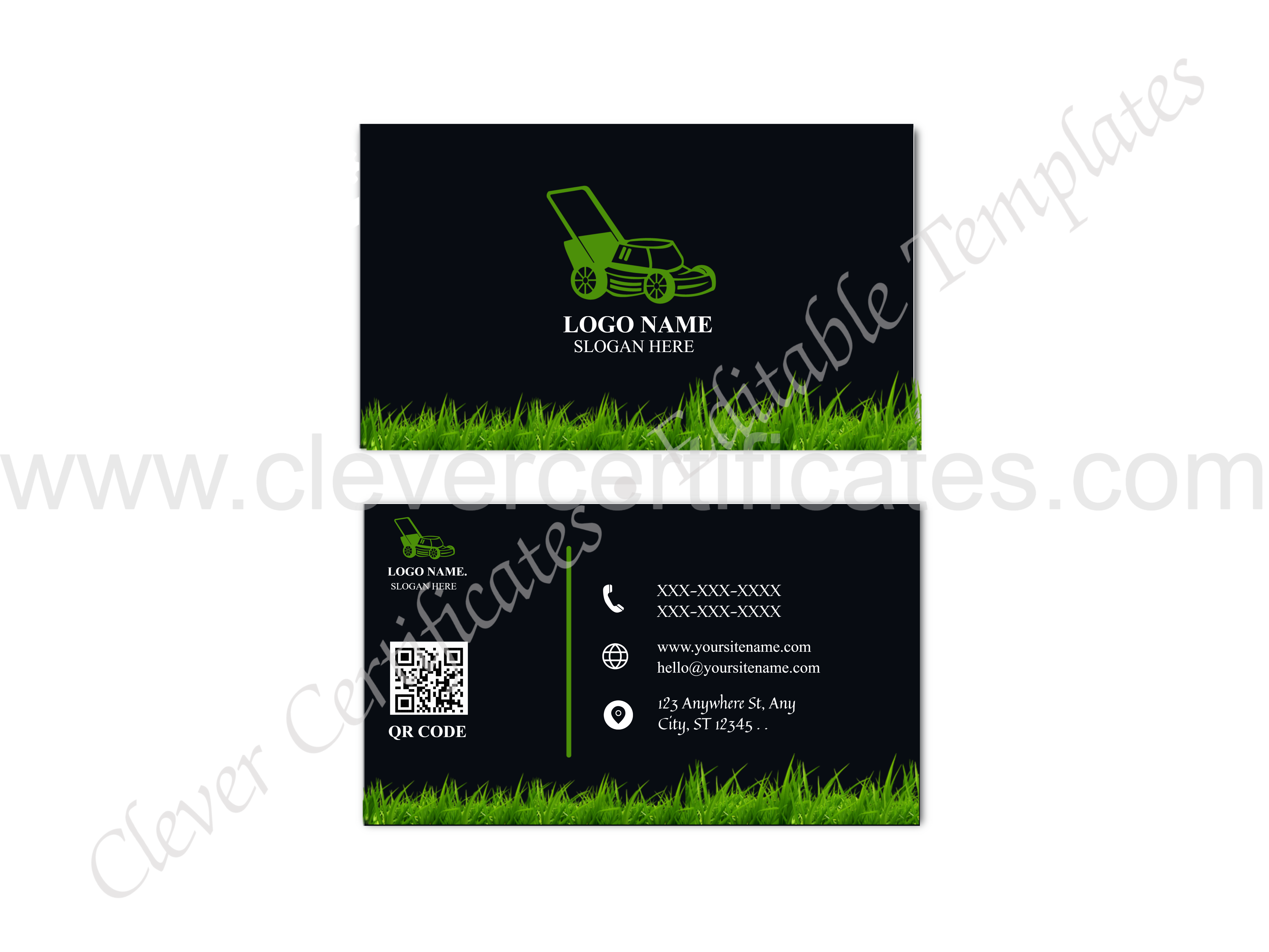 Editable Lawncare Business Card — Certificate Template Preview