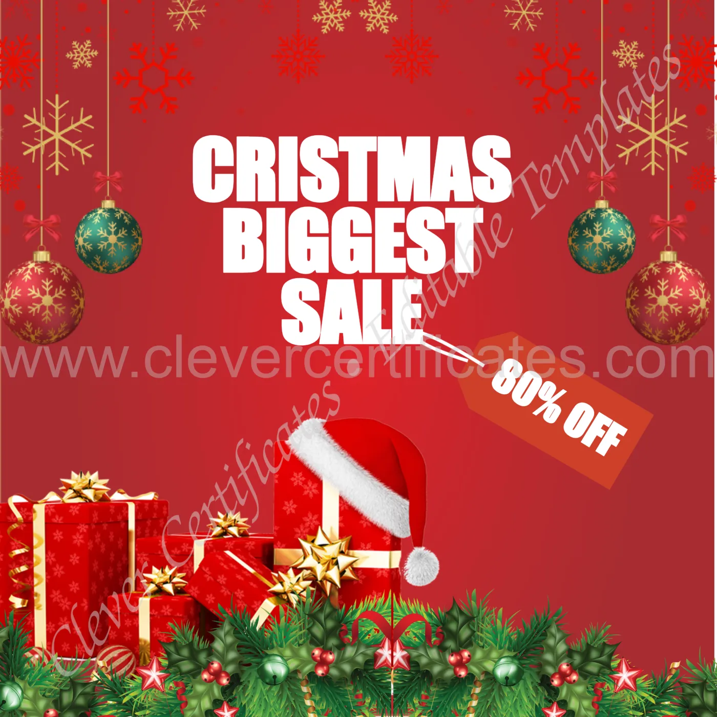 Editable Cristmas Sale Instagram Post — Certificate Template Preview