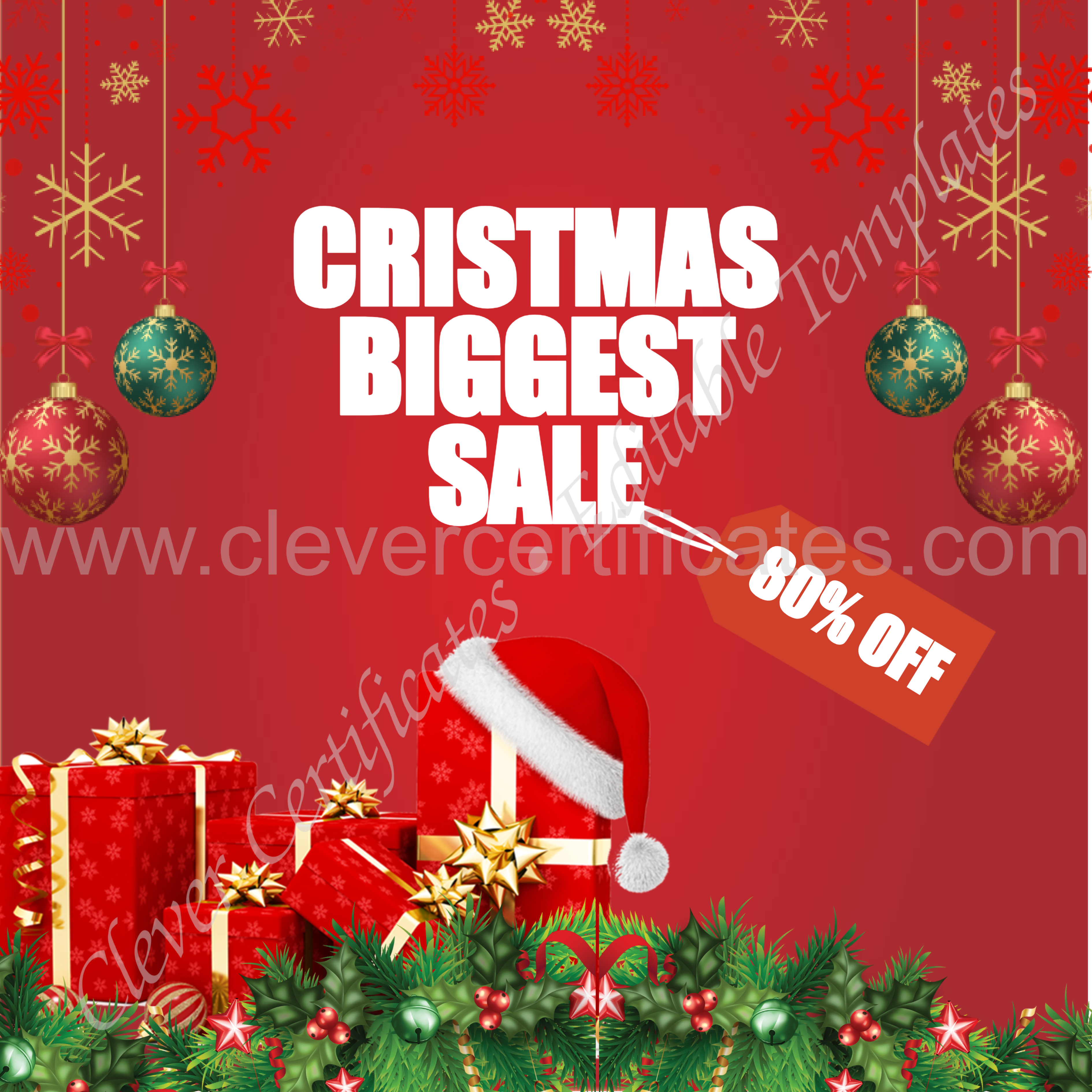 Editable Cristmas Sale Instagram Post — Certificate Template Preview