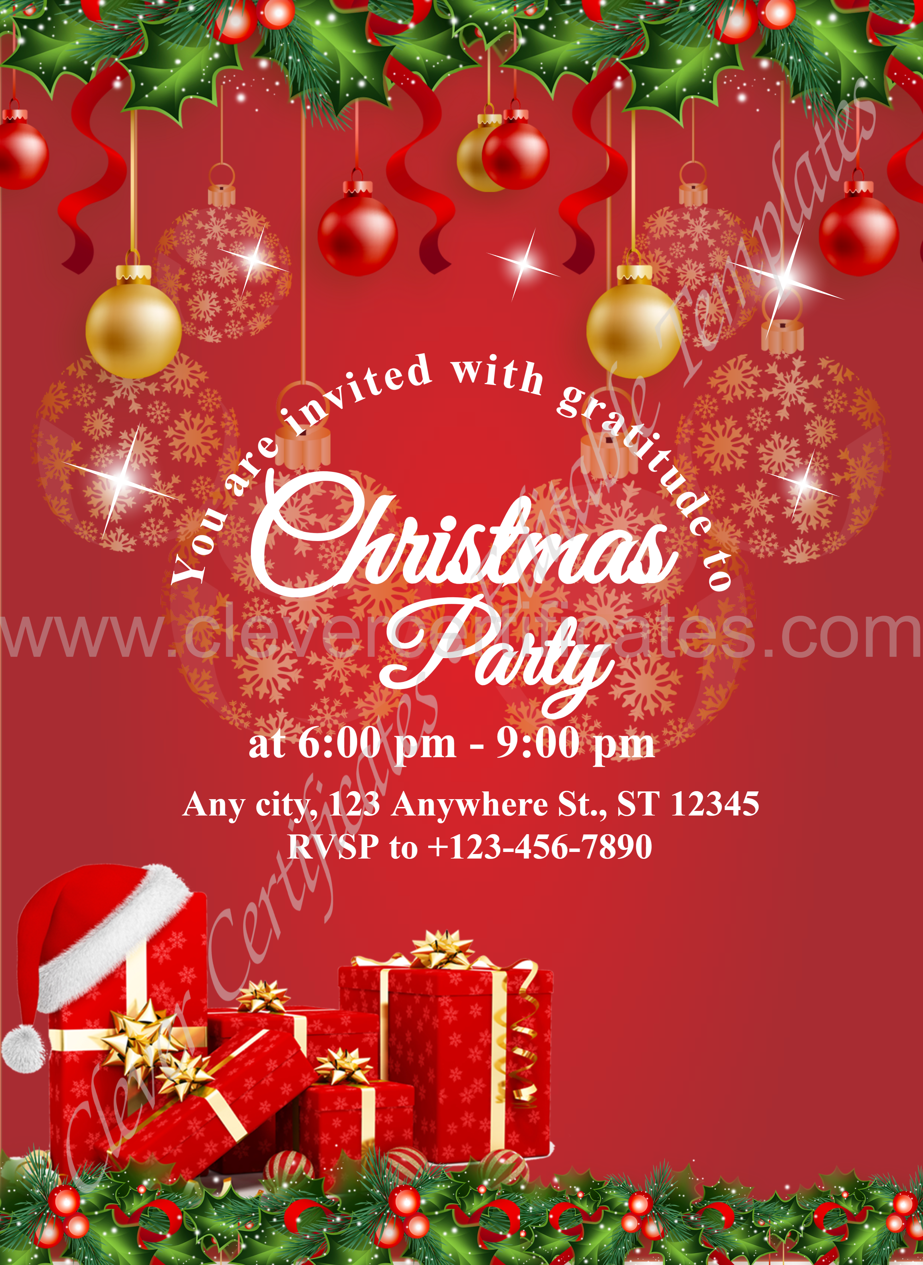 Editable Christmas Party Poster — Certificate Template Preview