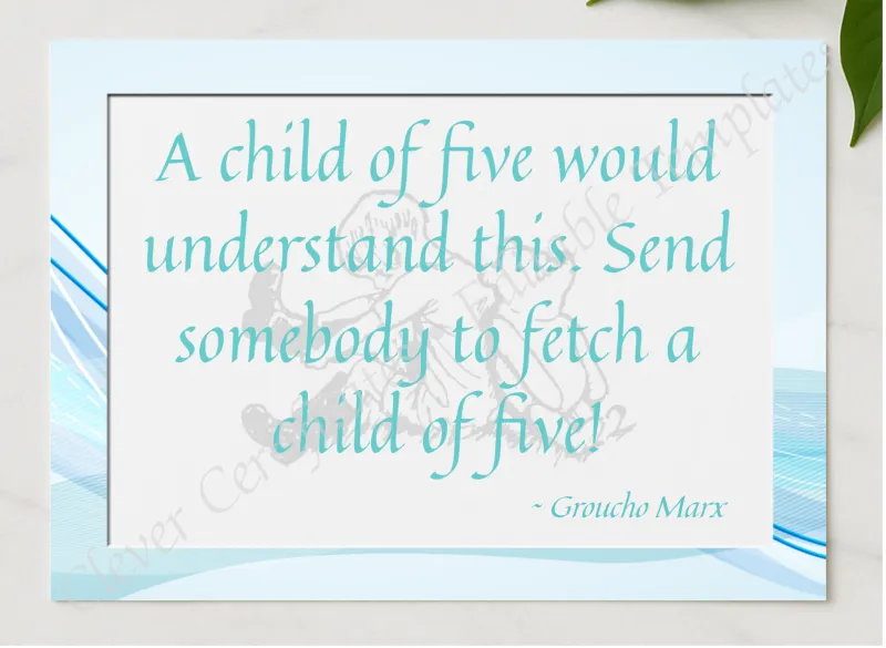 Groucho Marx Quotation presented in a sleek wooden frame, elegantly arranged on a stylish table.