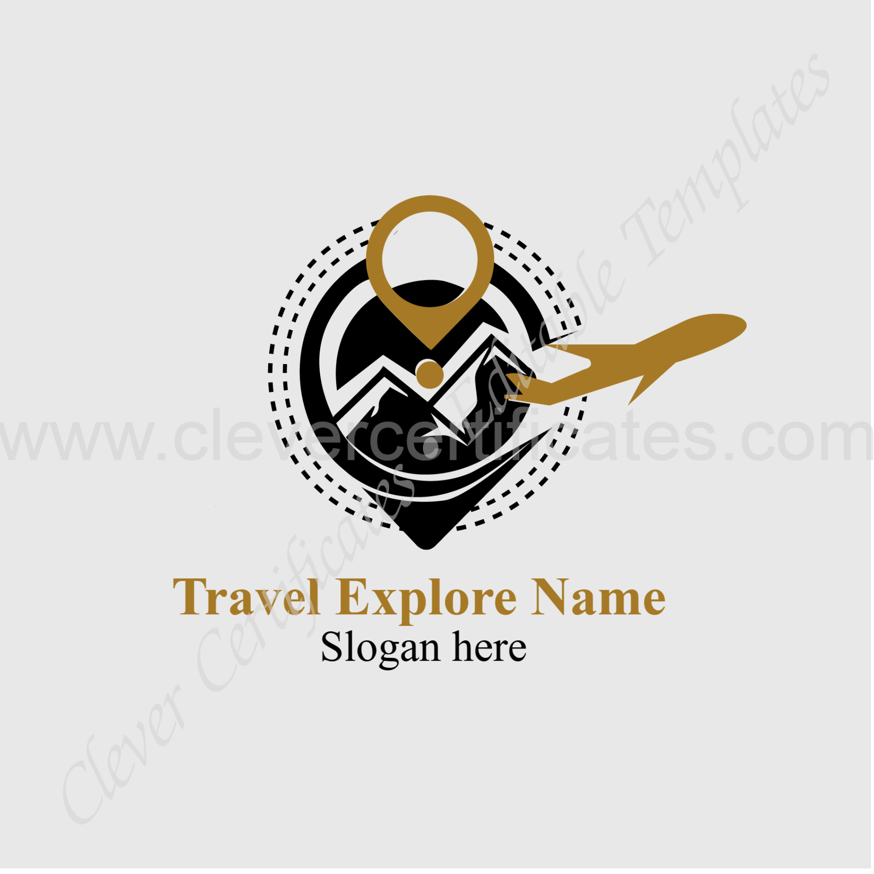 Editable Travel  Logo — Certificate Template Preview