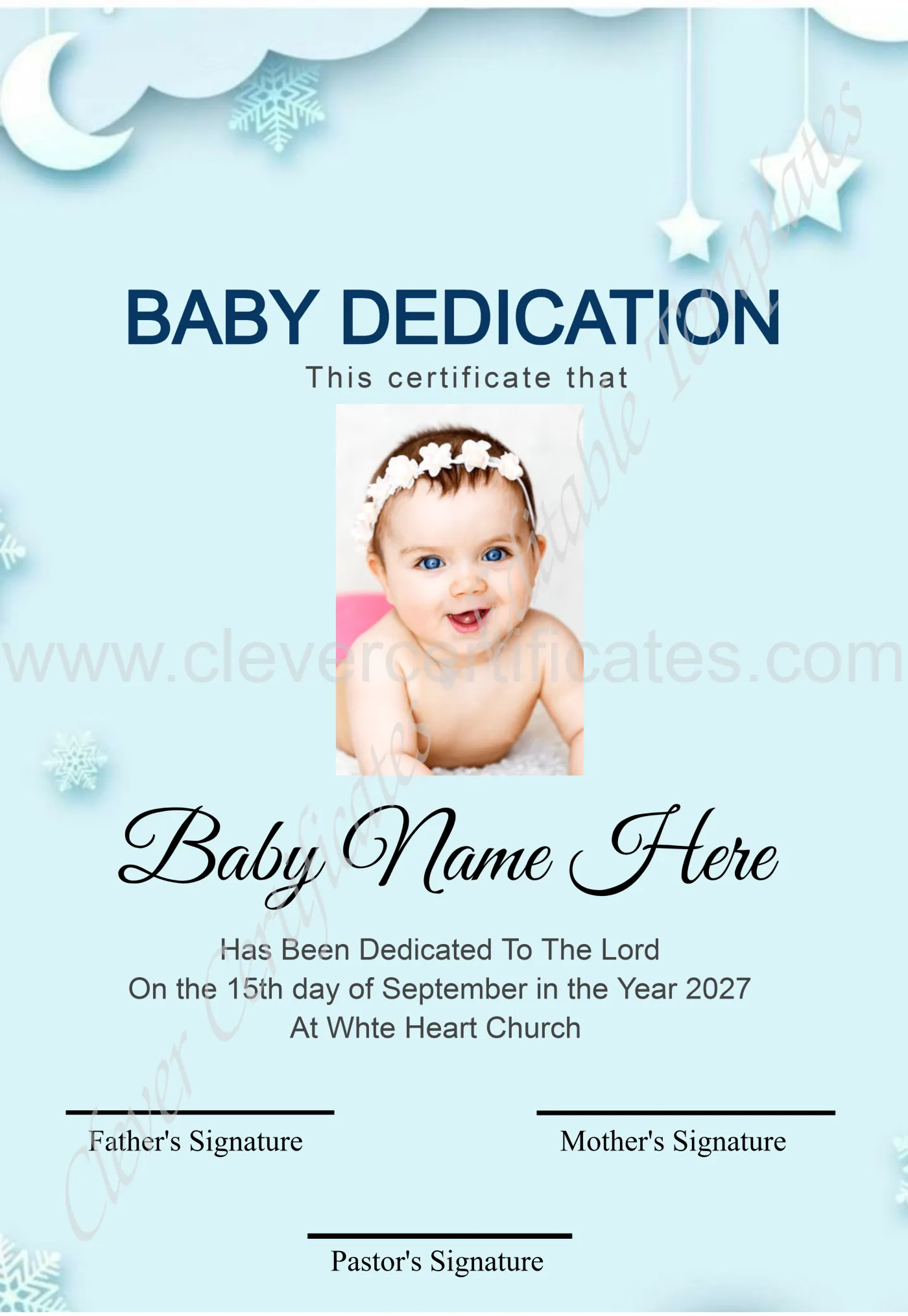Editable baby dedication Design — Certificate Template Preview