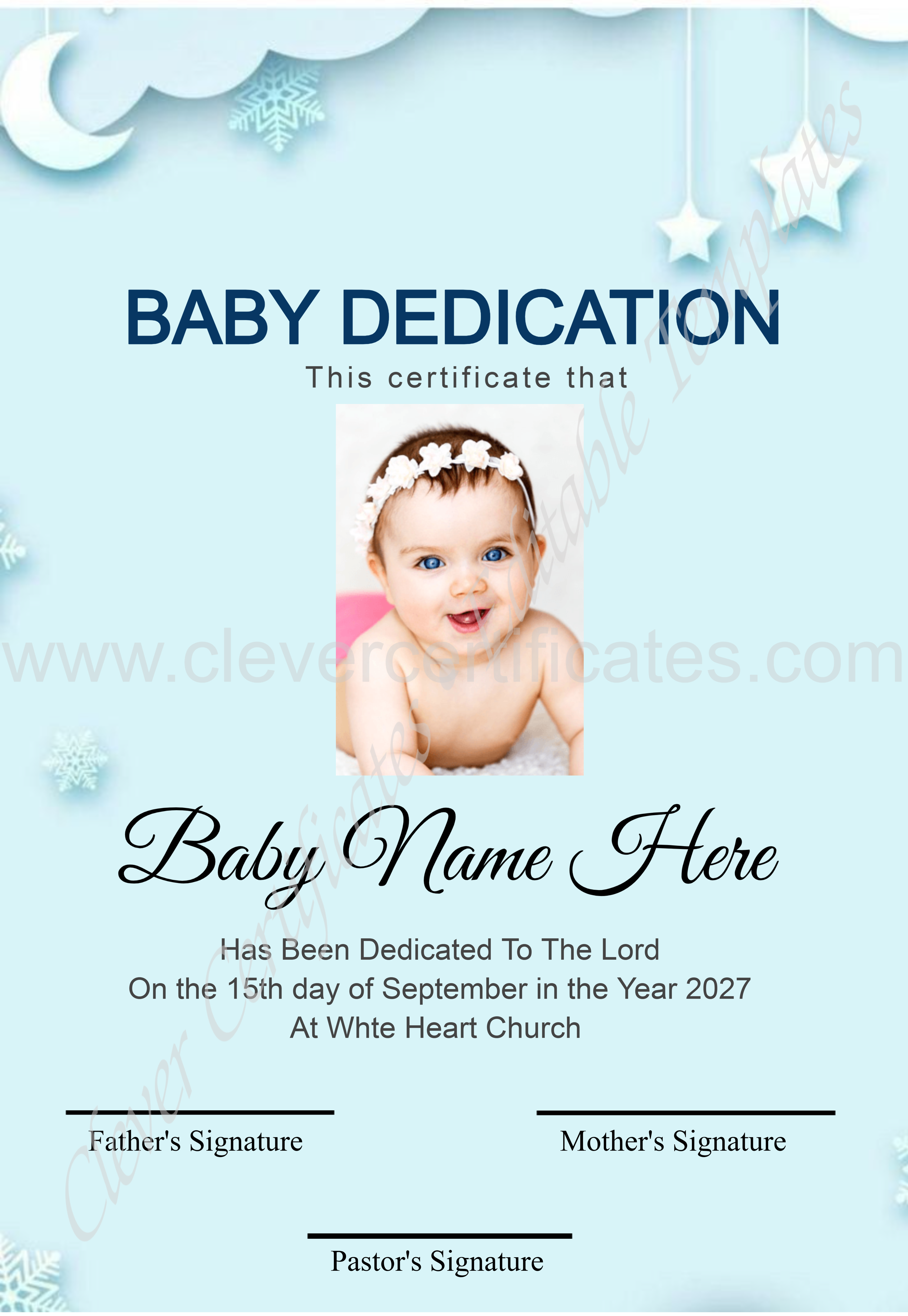Editable baby dedication Design — Certificate Template Preview