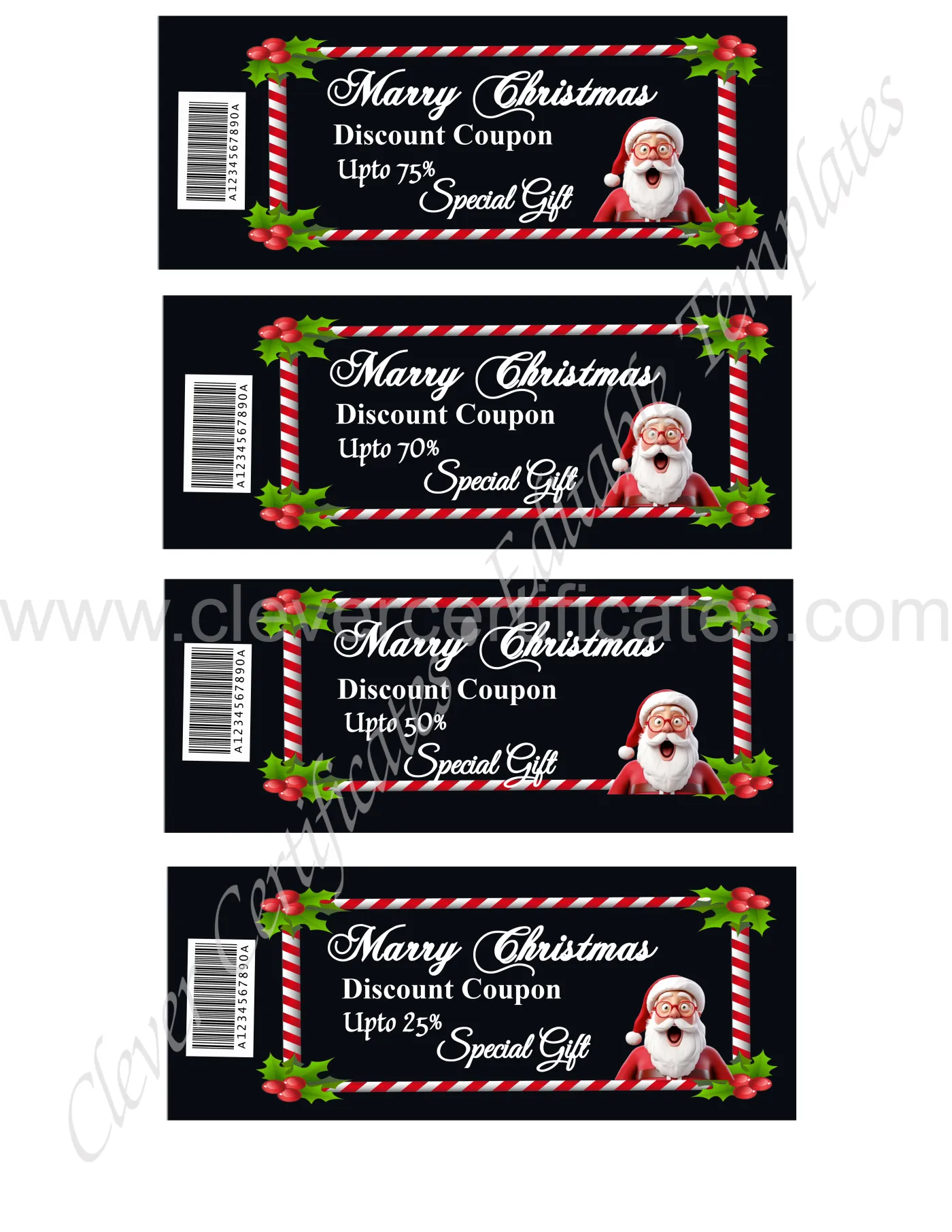 Editable Simple Christmas Coupon — Certificate Template Preview