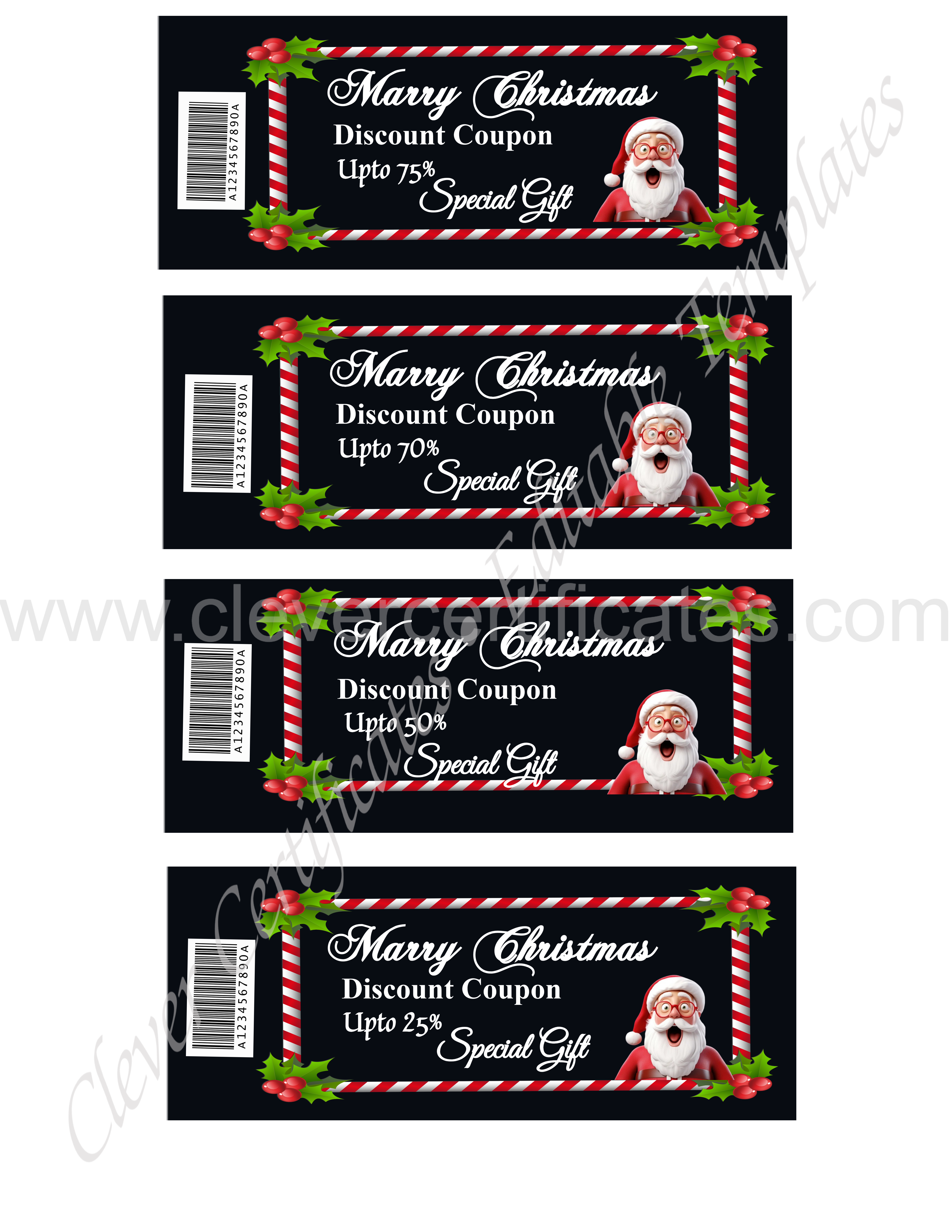 Editable Simple Christmas Coupon — Certificate Template Preview