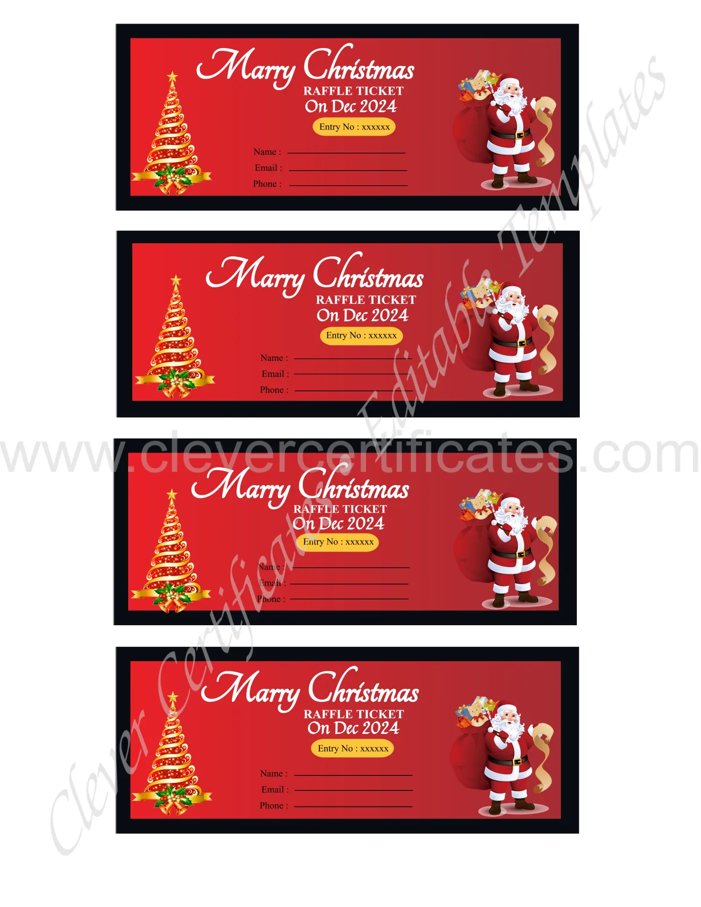 Editable Christmas Tickets — Certificate Template Preview