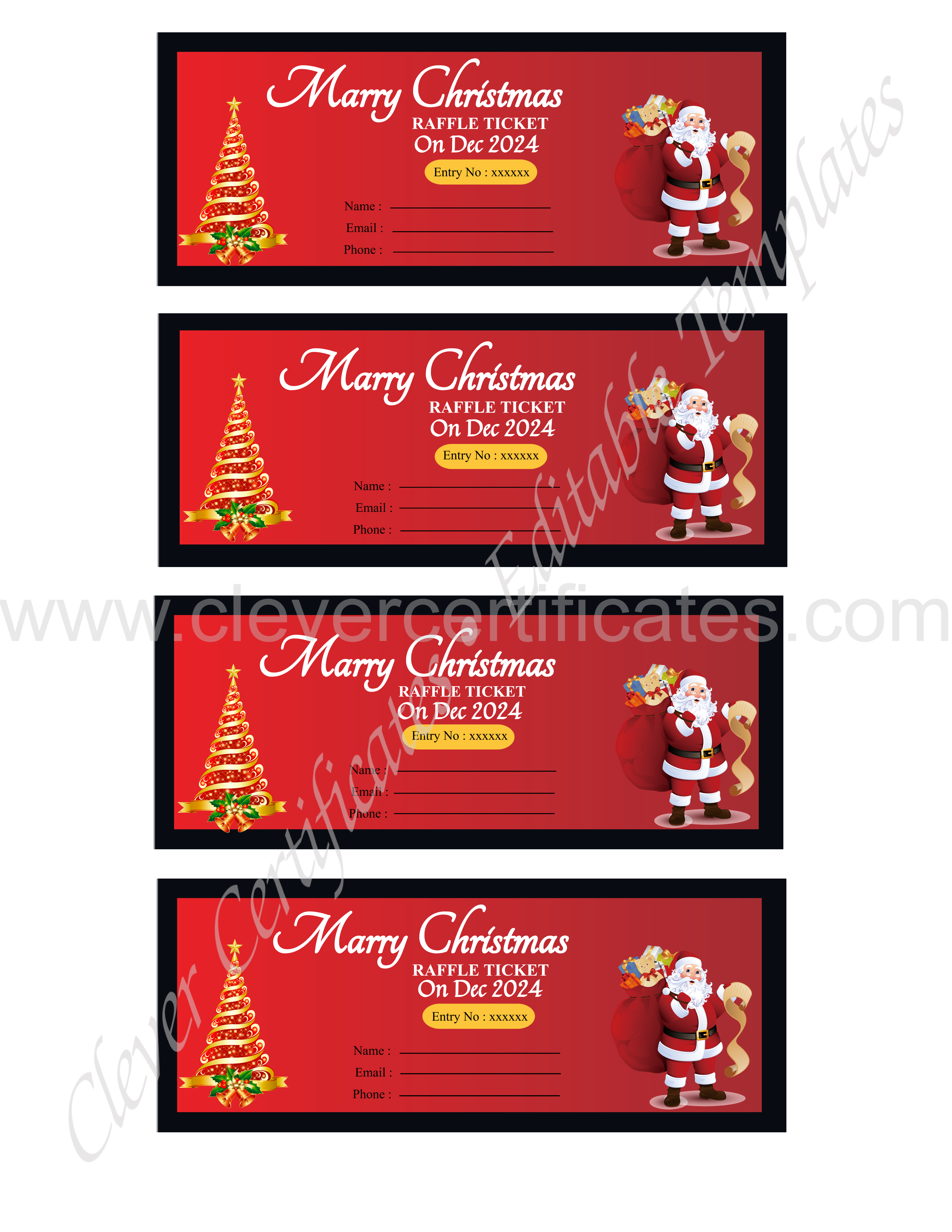 Editable Christmas Tickets — Certificate Template Preview