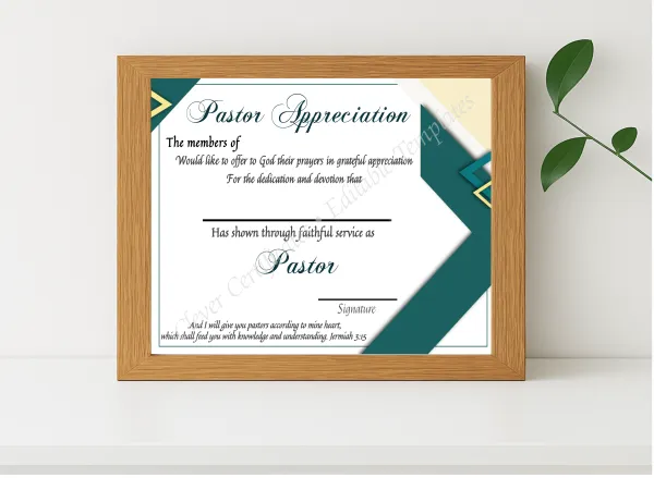 Realistic mockup featuring Printable Ordination Certificate displayed within a modern frame, set against a minimalistic background.