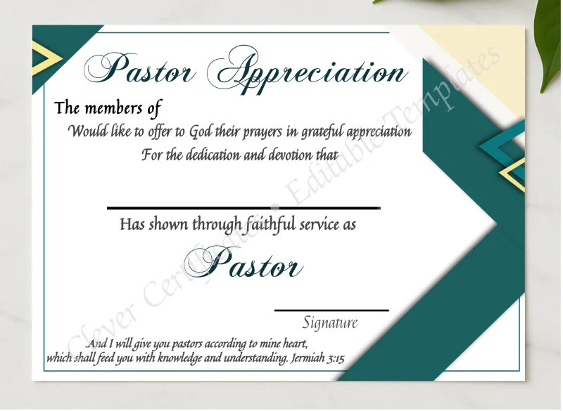 Printable Ordination Certificate presented in a sleek wooden frame, elegantly arranged on a stylish table.