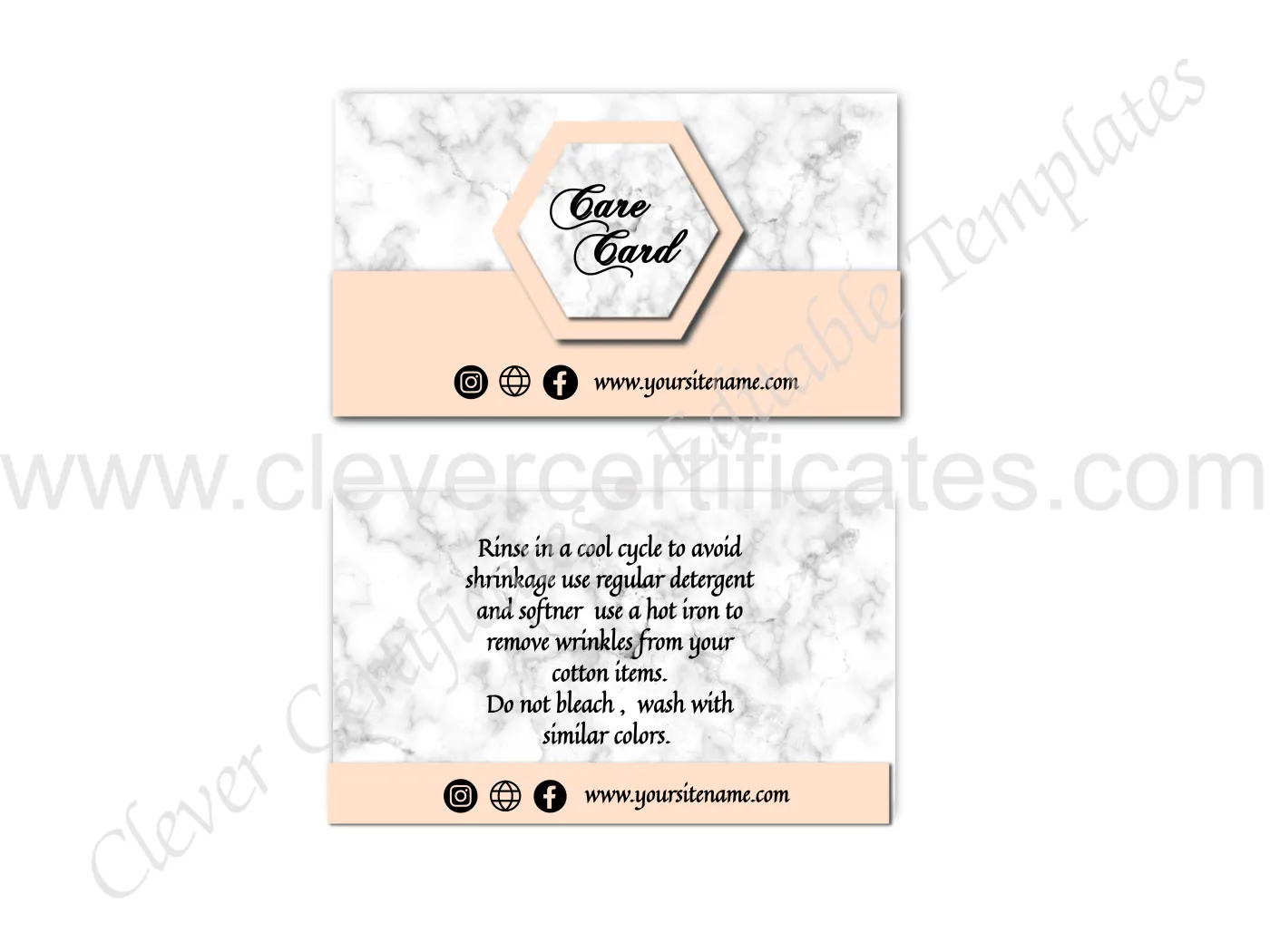 Editable Care Card For Items — Certificate Template Preview