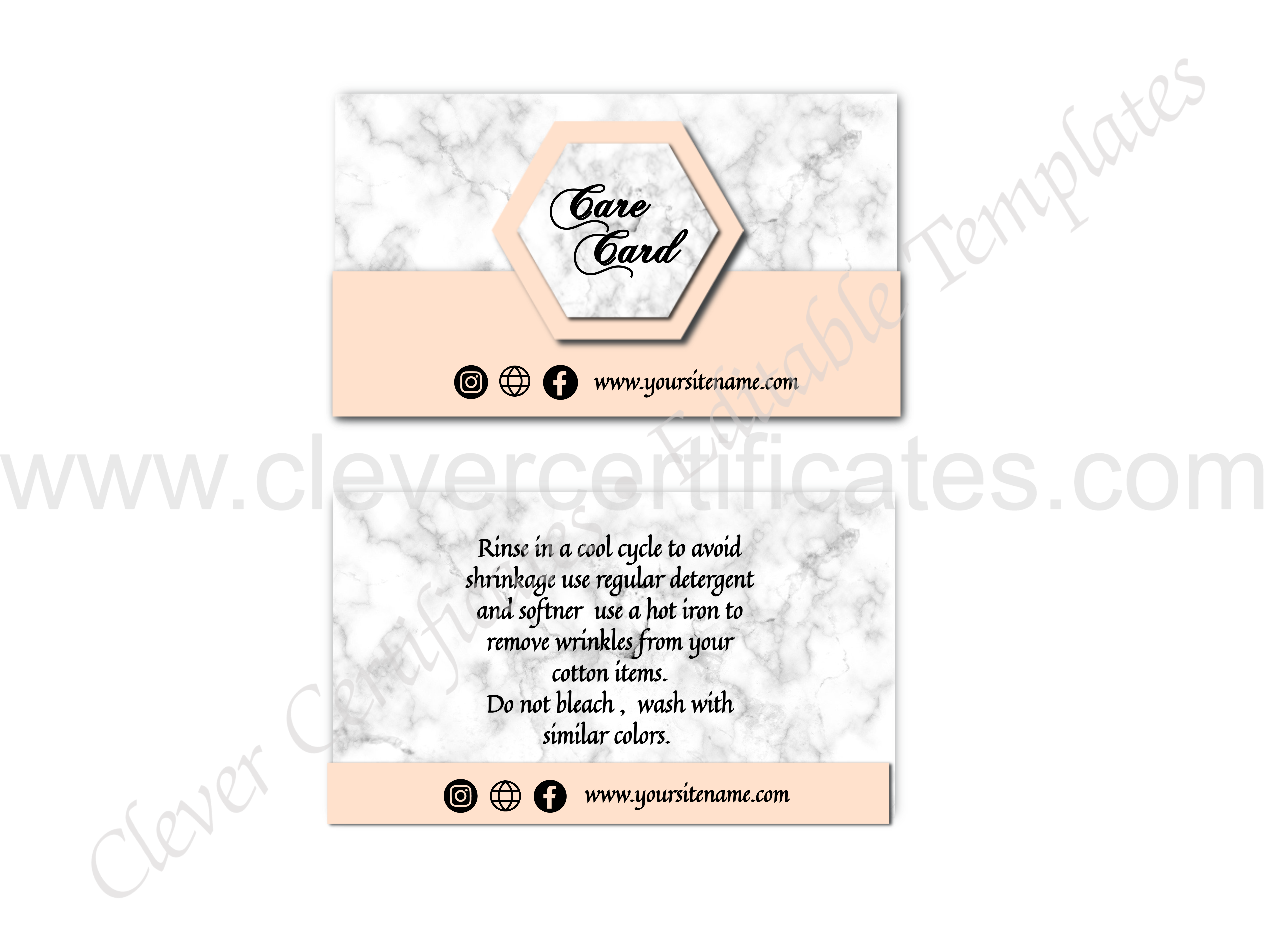 Editable Care Card For Items — Certificate Template Preview