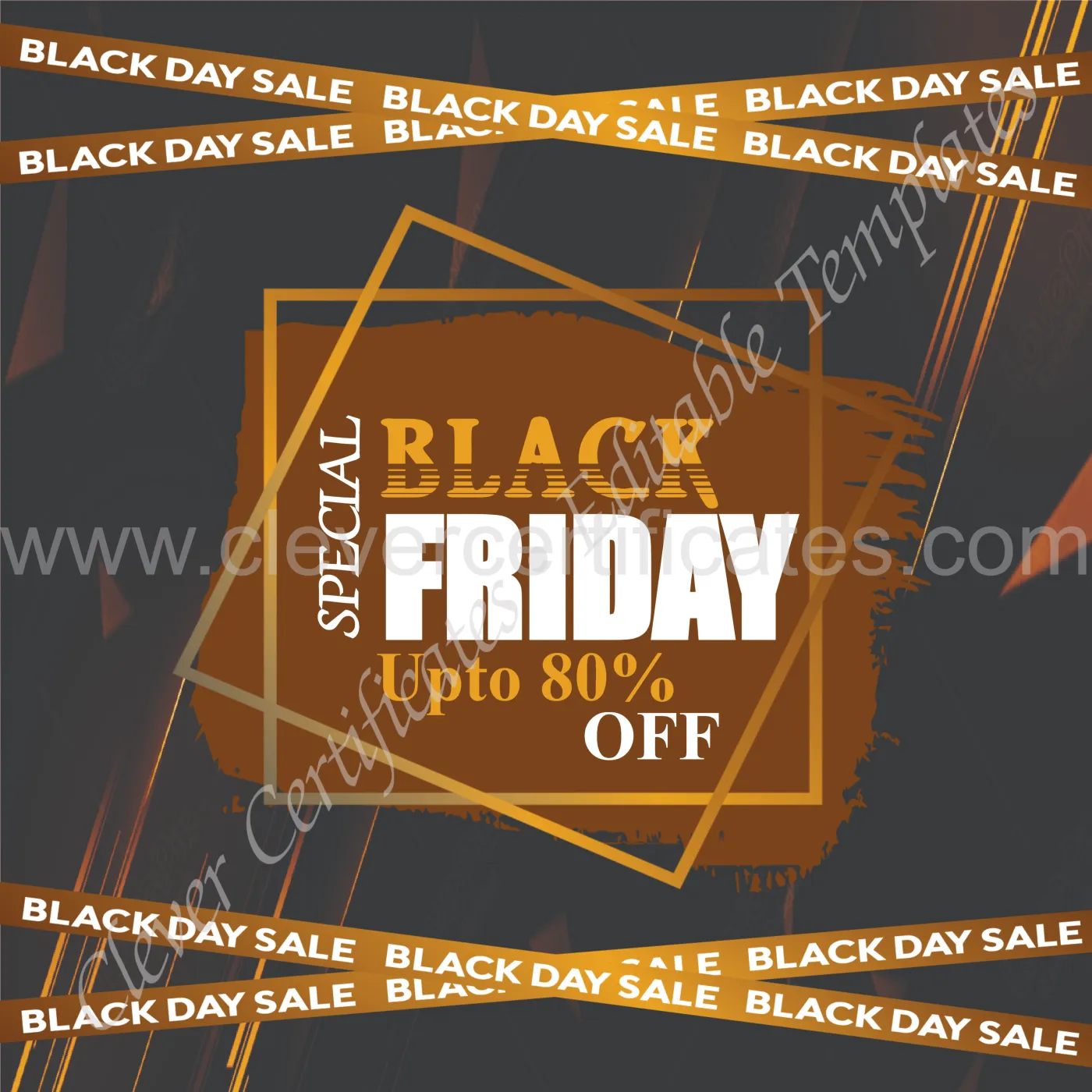 Editable Black Friday Sale Upto 80 Percent Off Instagram Post — Certificate Template Preview