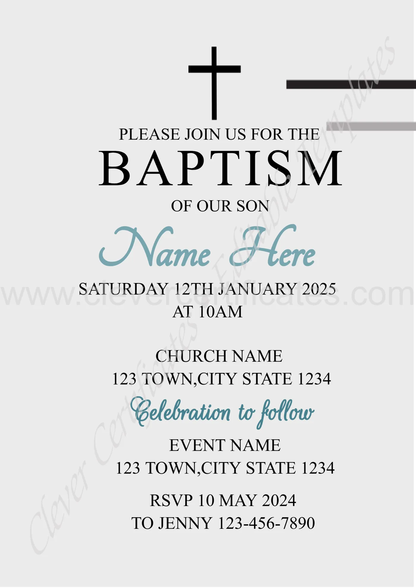 Editable Ordination Invitation — Certificate Template Preview