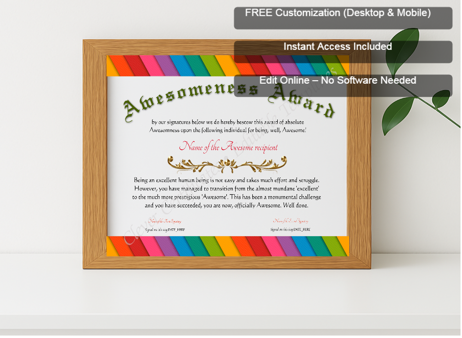 Premium mockup with Free Editor badge stack for Awesomeness Award