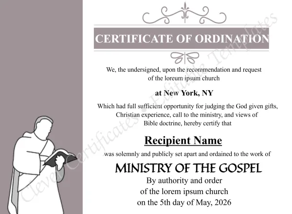 Downloadable Ordination Certificate