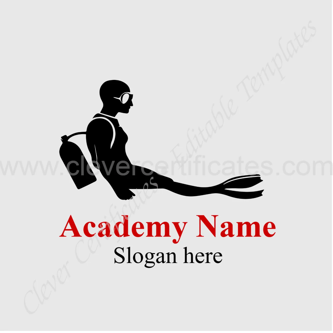editable scuba diver academy Logo — Certificate Template Preview