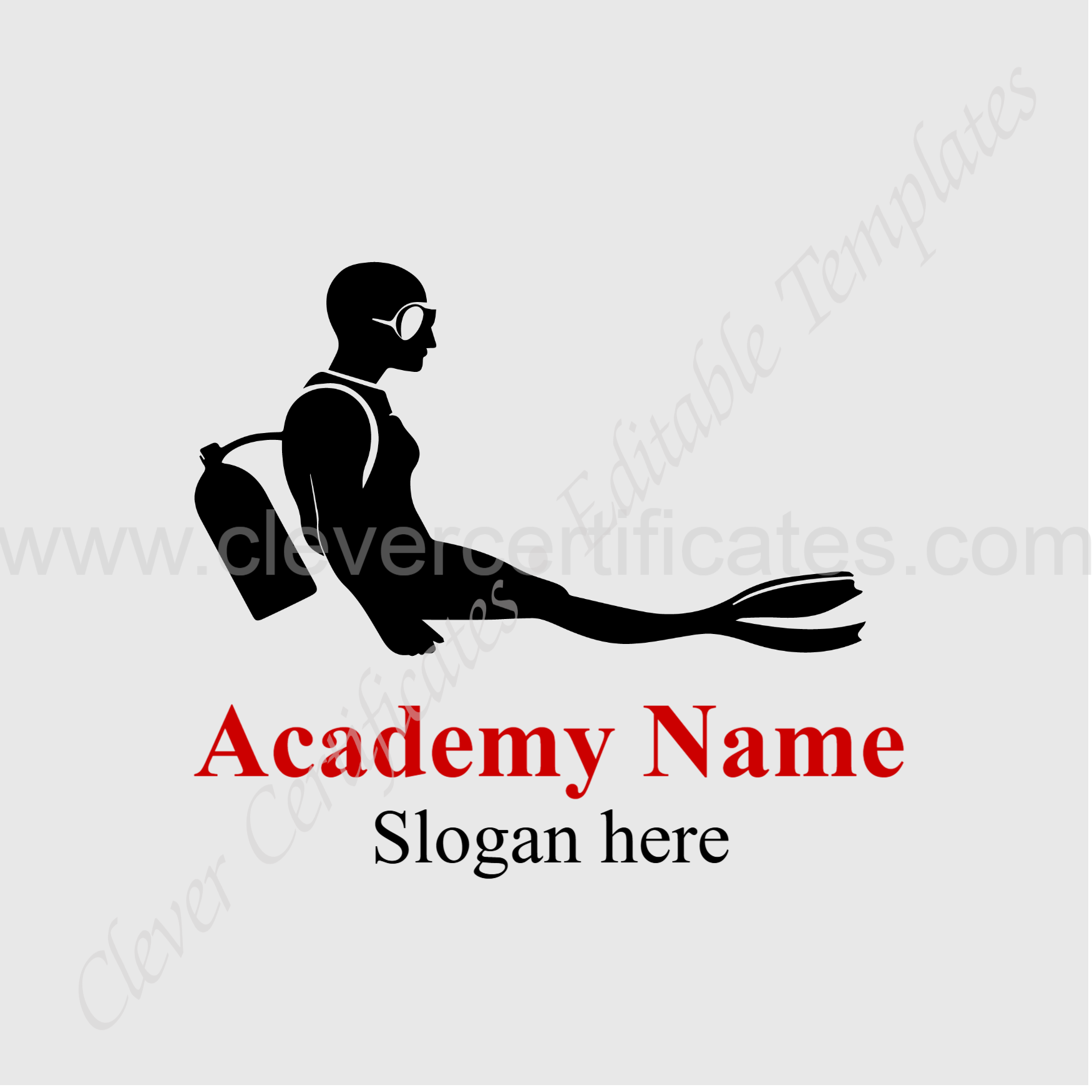 editable scuba diver academy Logo — Certificate Template Preview