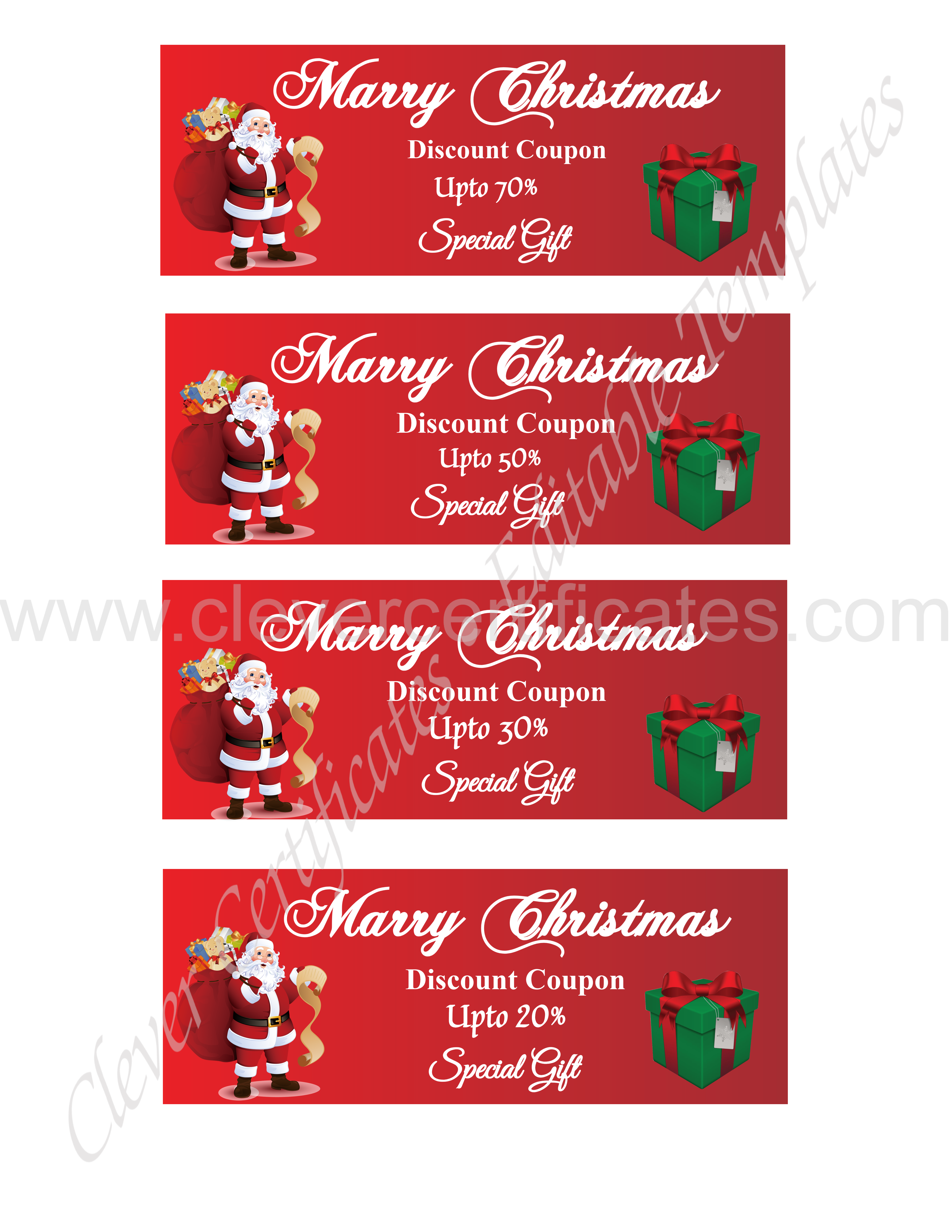 Editable Christmas discount Coupon — Certificate Template Preview