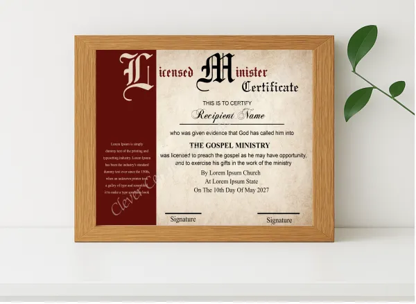 Realistic mockup featuring Editable License Certificate Design displayed within a modern frame, set against a minimalistic background.