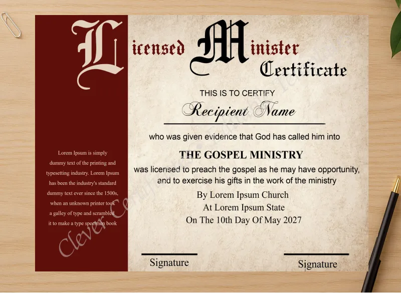 Professional preview of Editable License Certificate Design certificate on high-quality stationery paper, ideal for showcasing the final look.