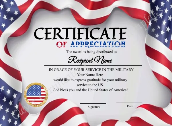 Editable Flag Border Certificateof Appreciation