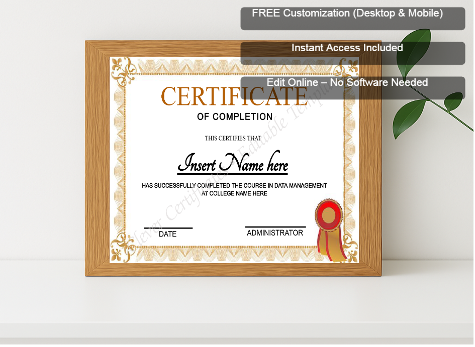 Premium mockup with Free Editor badge stack for Completion Designs