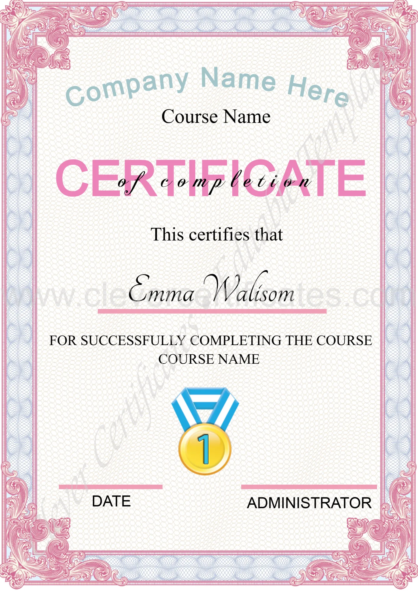 COMPLETION CERTIFICATE — Certificate Template Preview
