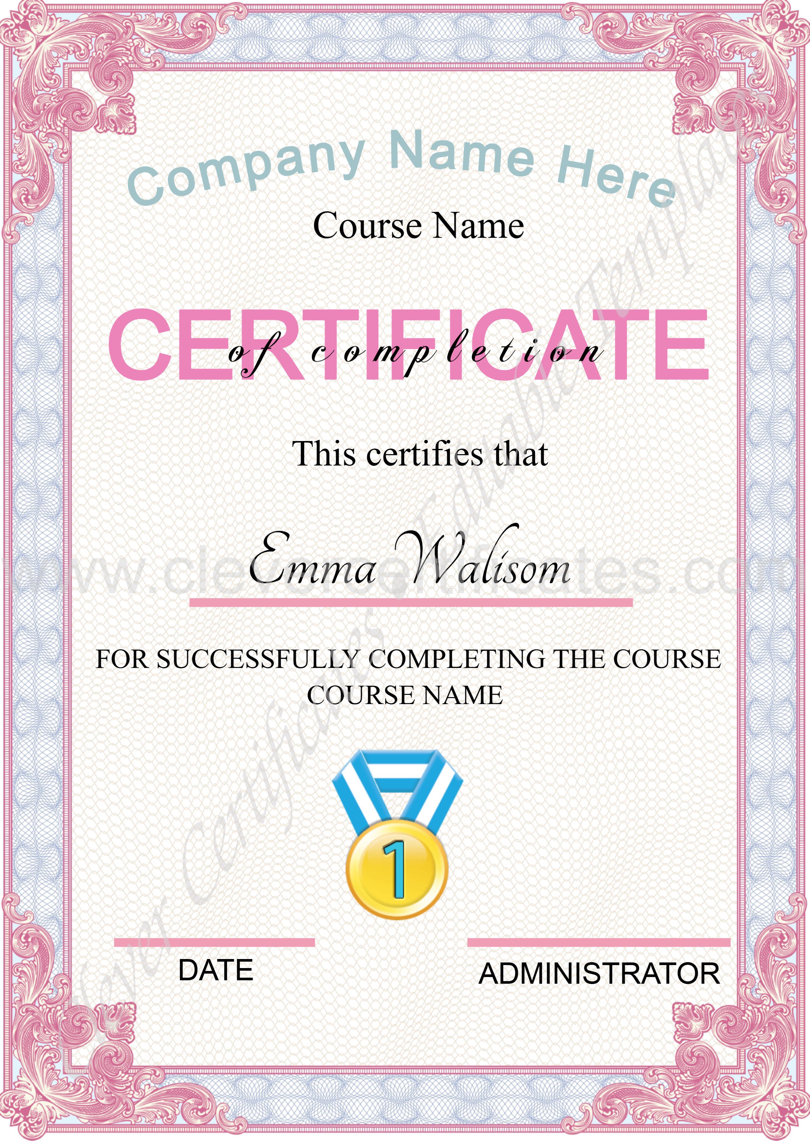 COMPLETION CERTIFICATE — Certificate Template Preview