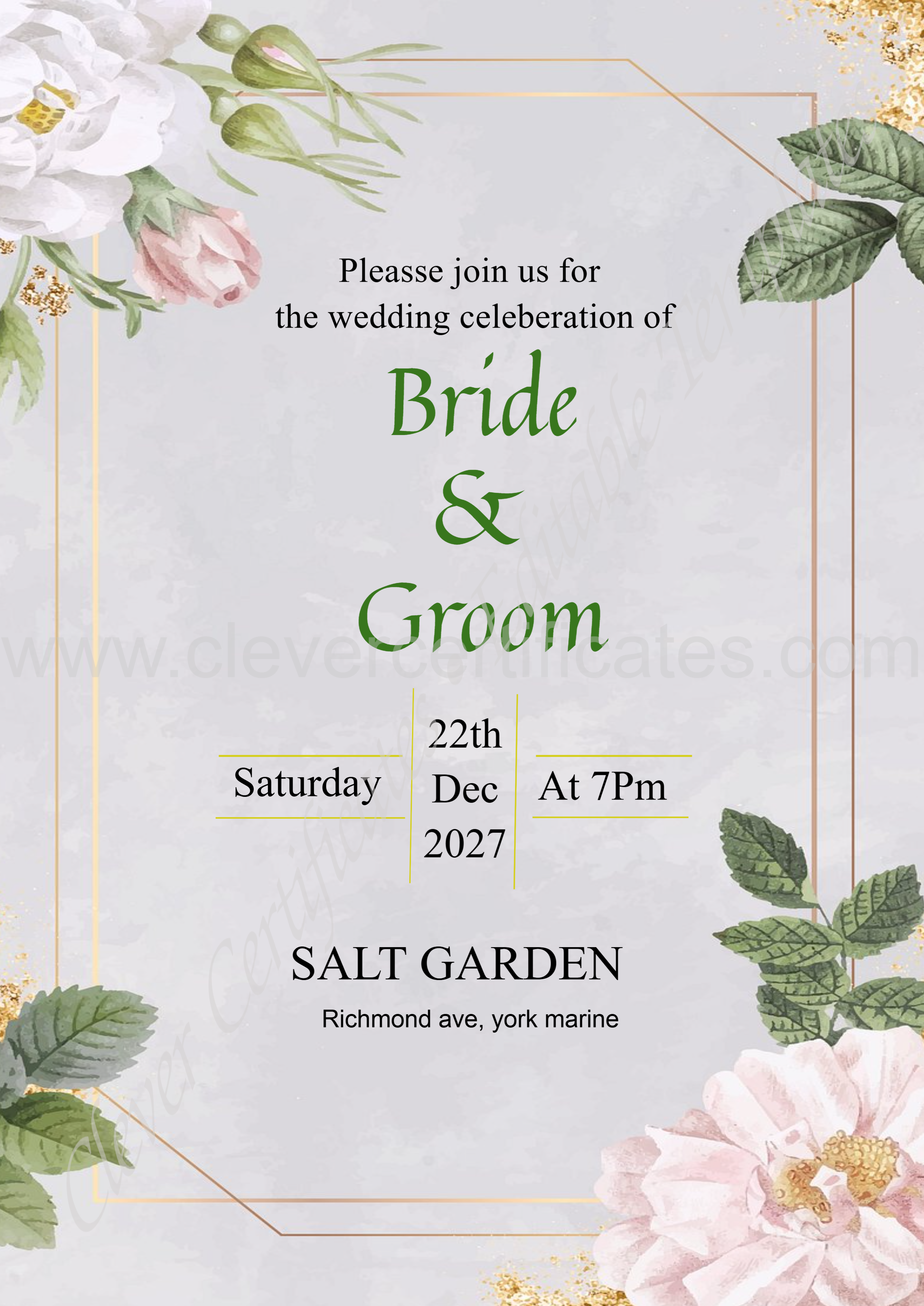 Wedding Templates — Certificate Template Preview