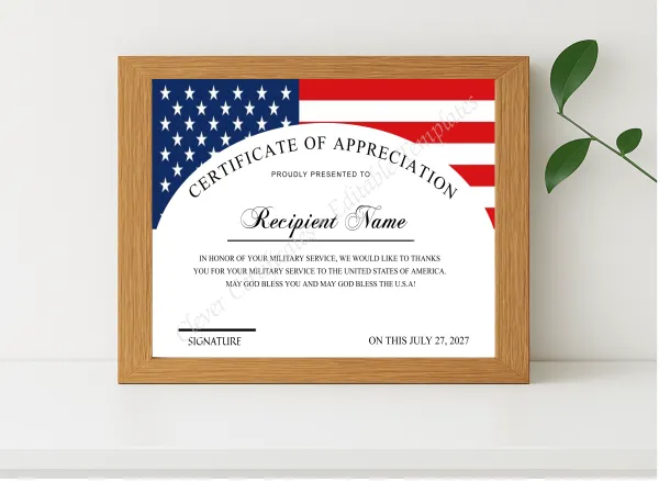Realistic mockup featuring EDITABLE APPRECIATION DESIGN displayed within a modern frame, set against a minimalistic background.