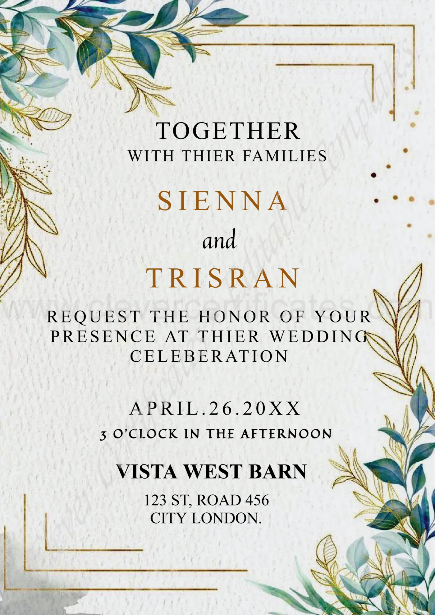 EDITABLE WEDDING DESIGNS — Certificate Template Preview