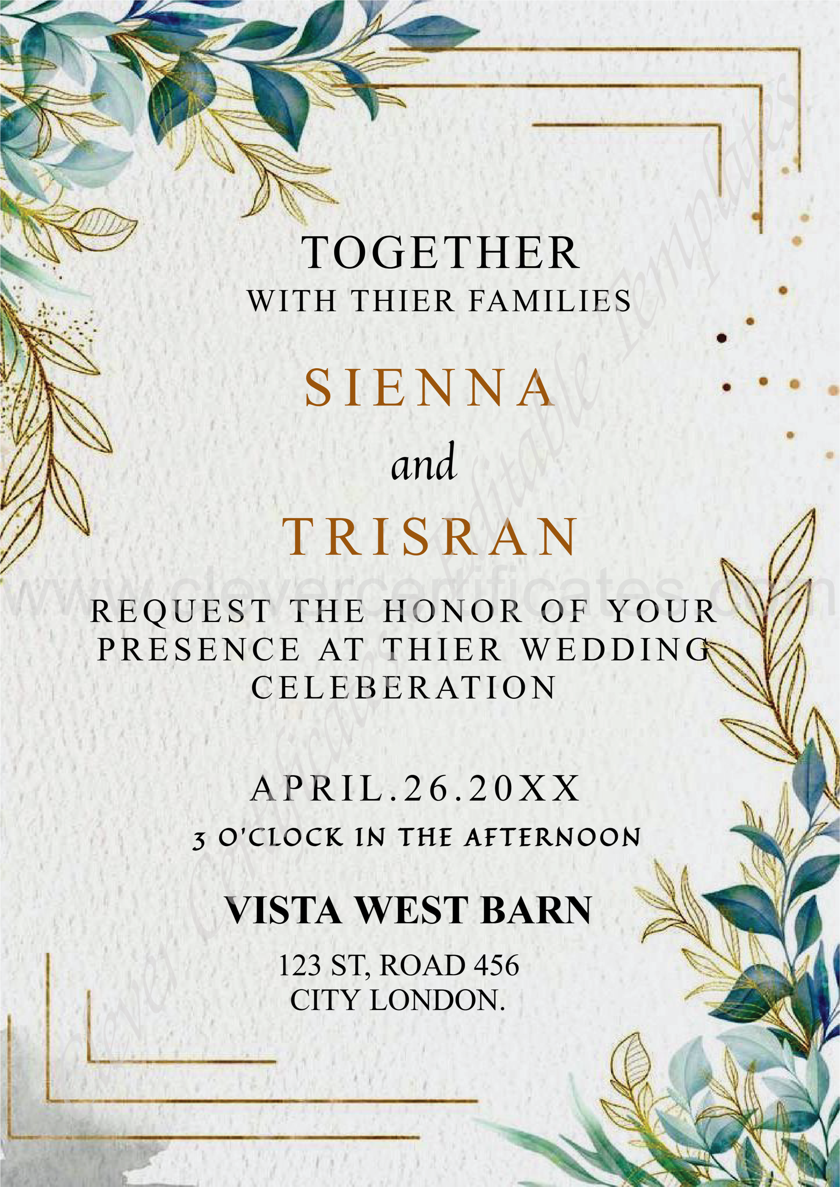 EDITABLE WEDDING DESIGNS — Certificate Template Preview