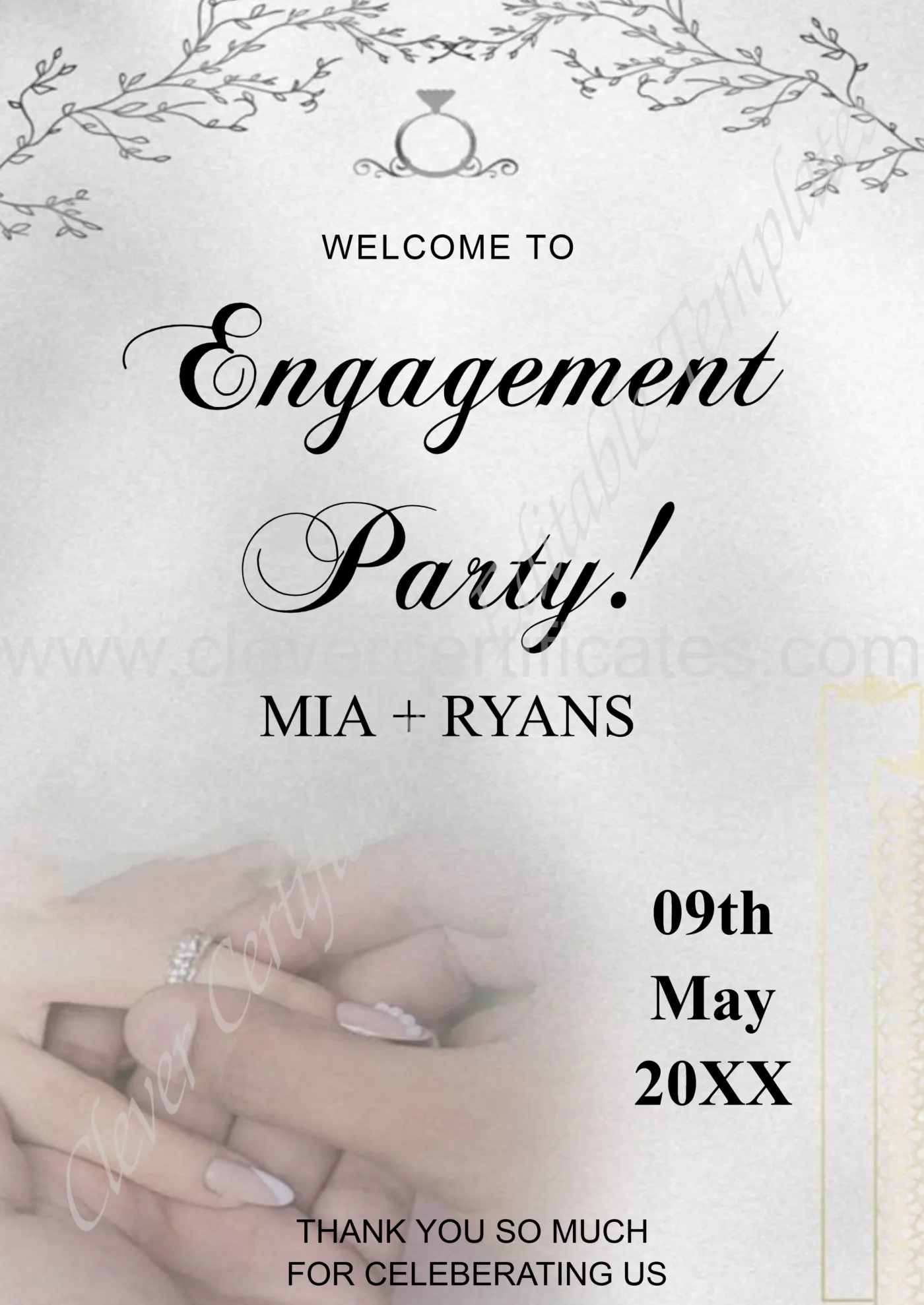EDITABLE ENGAGEMENT PARTY TEMPLATE — Certificate Template Preview