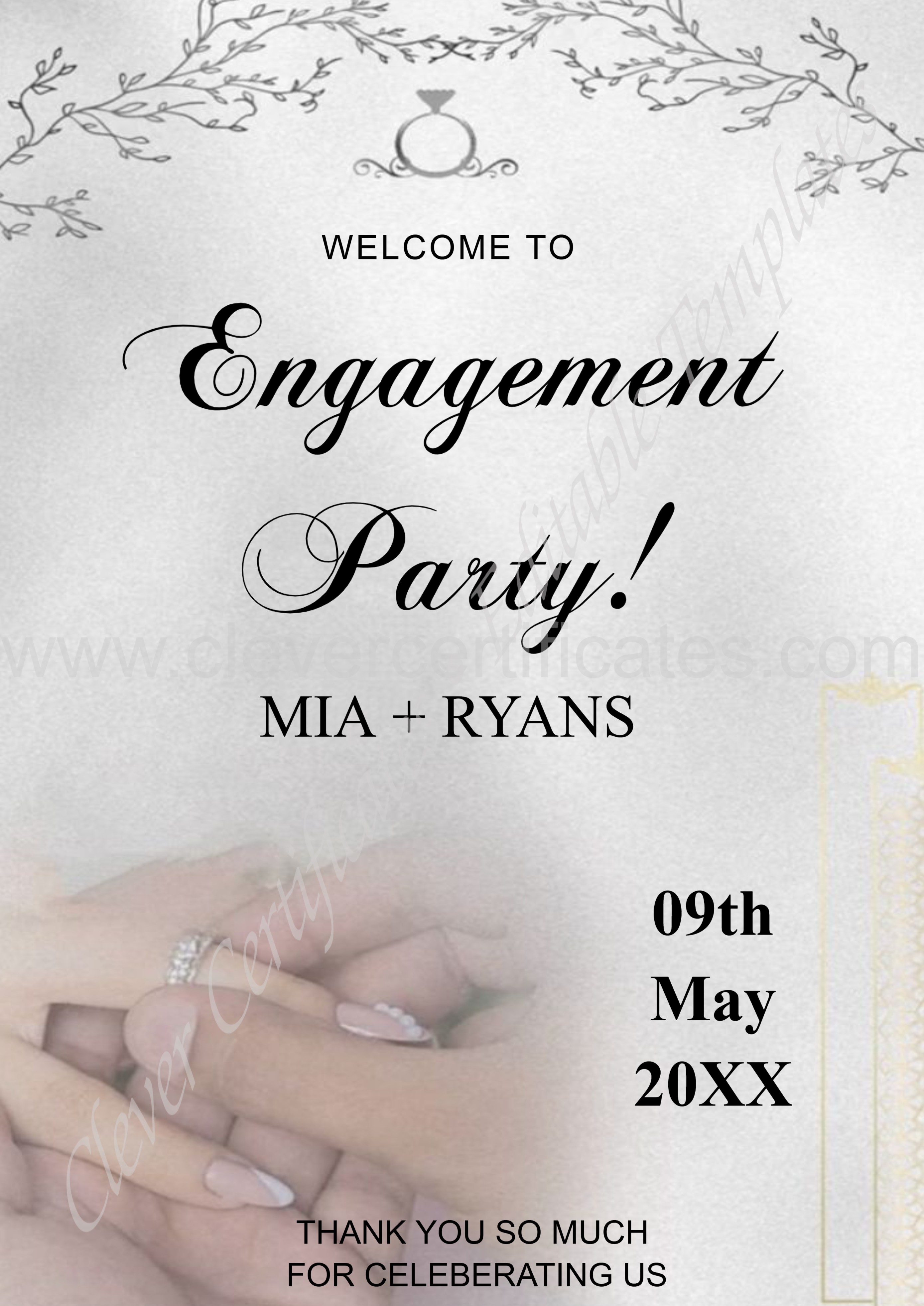 EDITABLE ENGAGEMENT PARTY TEMPLATE — Certificate Template Preview