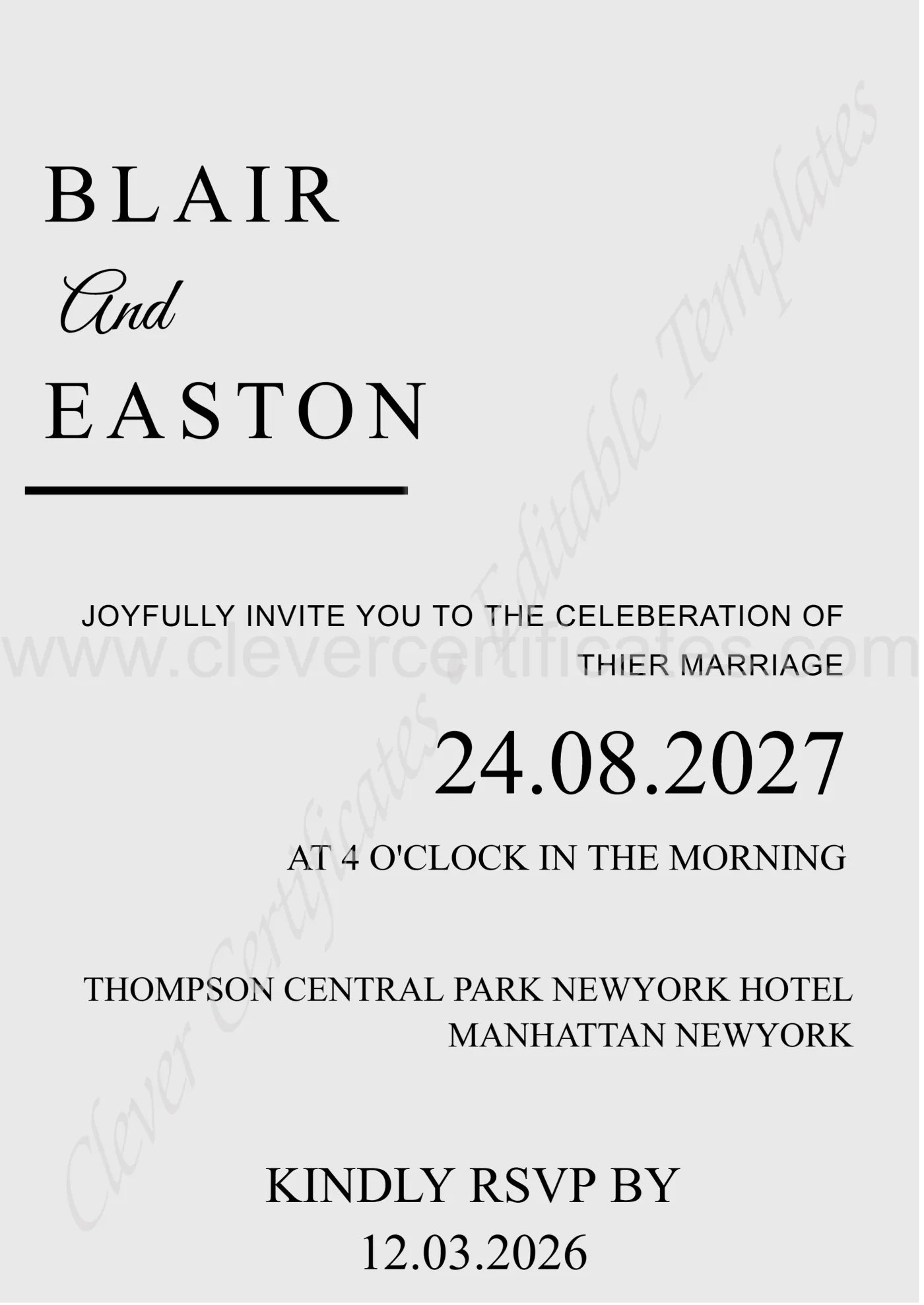 INVITATION TEMPLATES — Certificate Template Preview