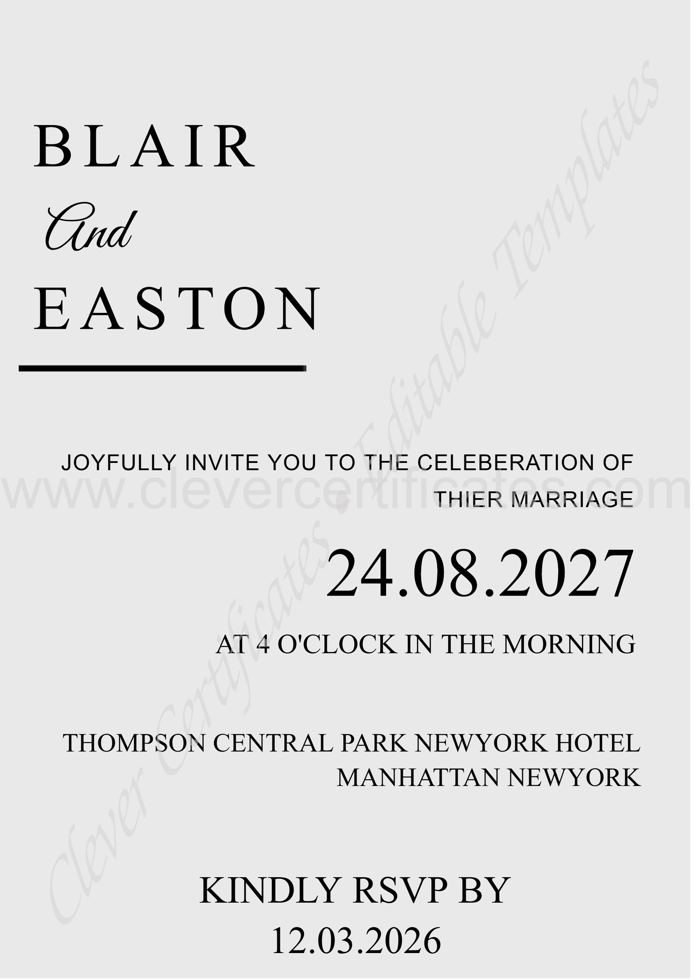 INVITATION TEMPLATES — Certificate Template Preview