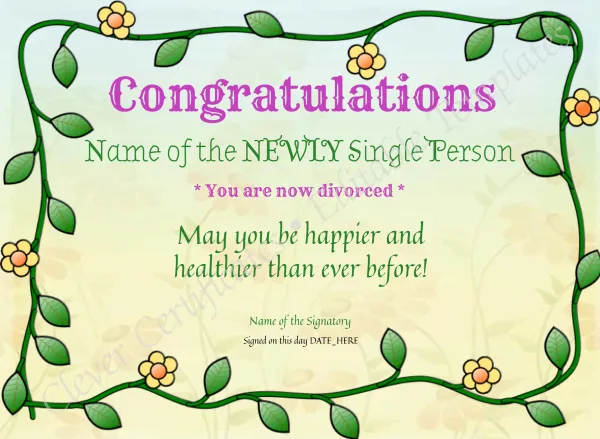 Congratulations Now Divorced Award