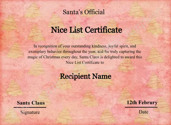 Customizeable Vintage Santa Claus Nice List Certificate Template