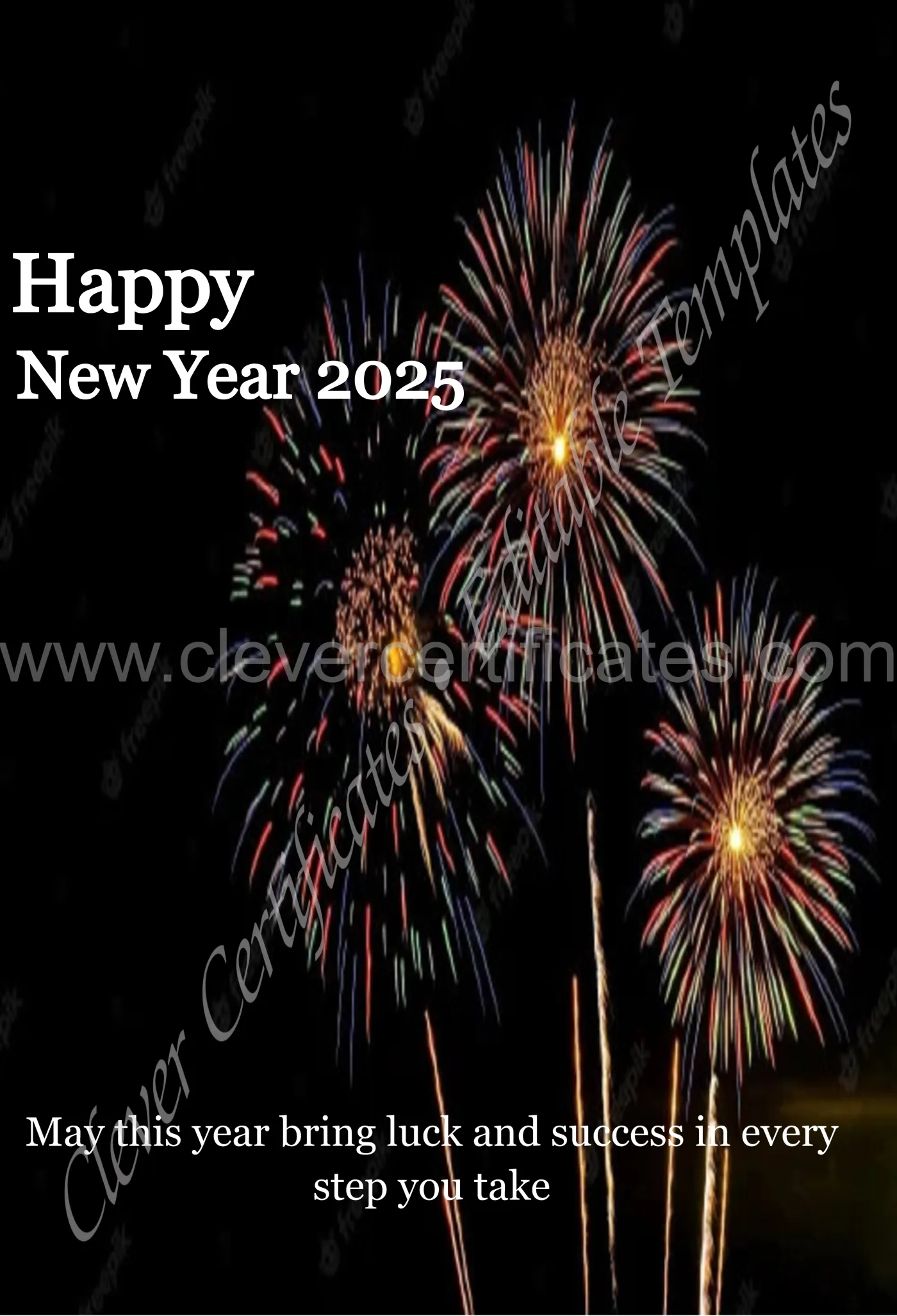Editable Red Modern Happy New Year Flyer — Certificate Template Preview