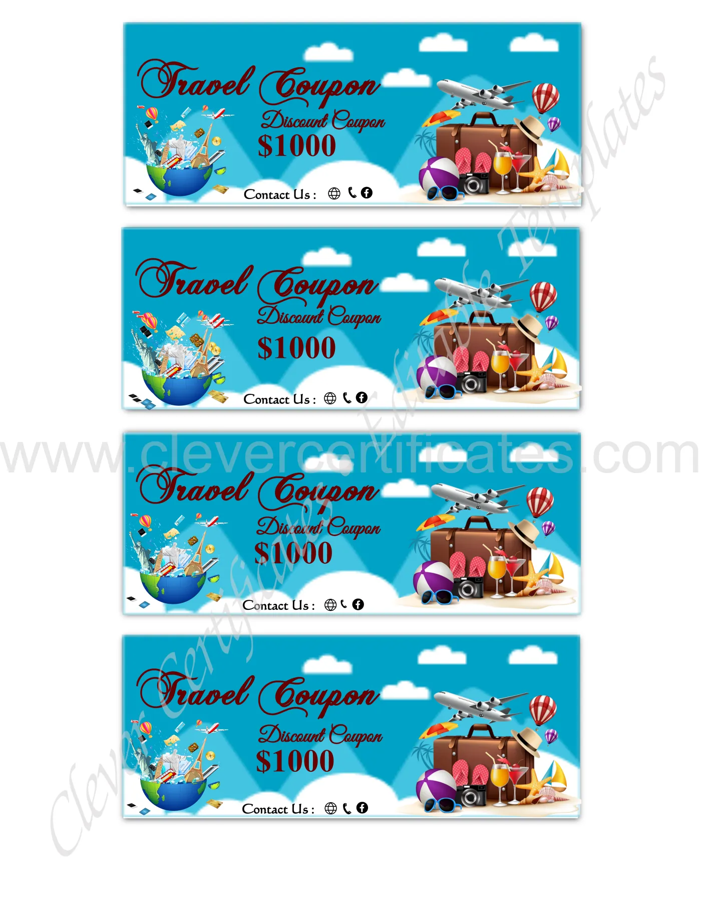 Editable Travel Voucher — Certificate Template Preview