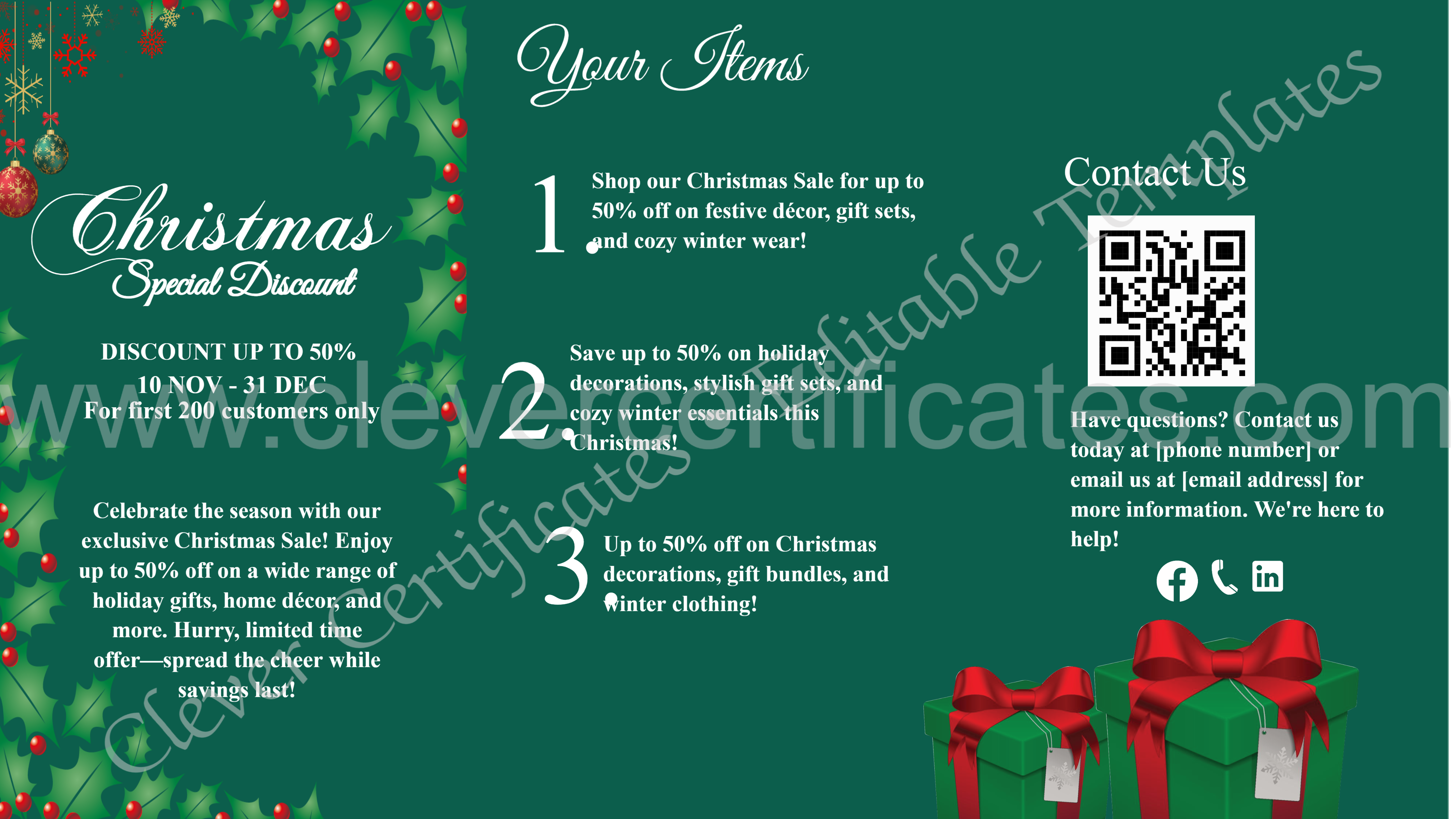 Editable Business Brochures For Christmas 2024 — Certificate Template Preview