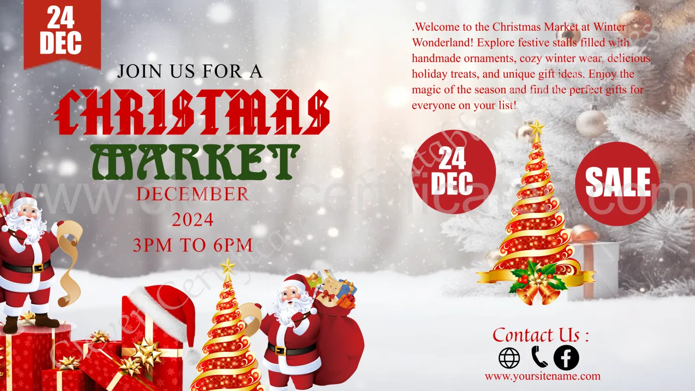 Editable Happy Christmas Marketing Brochure — Certificate Template Preview