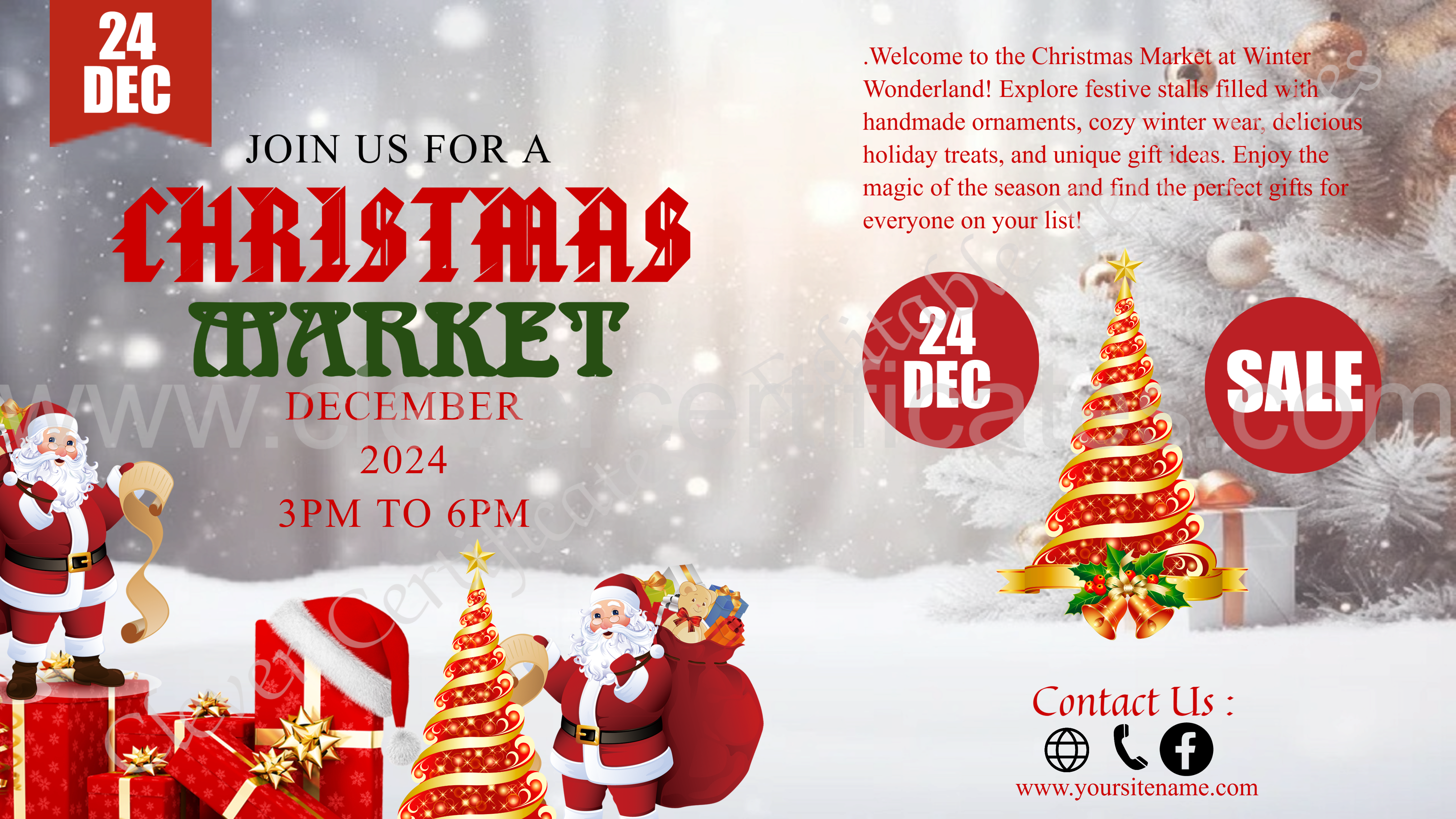 Editable Happy Christmas Marketing Brochure  — Certificate Template Preview