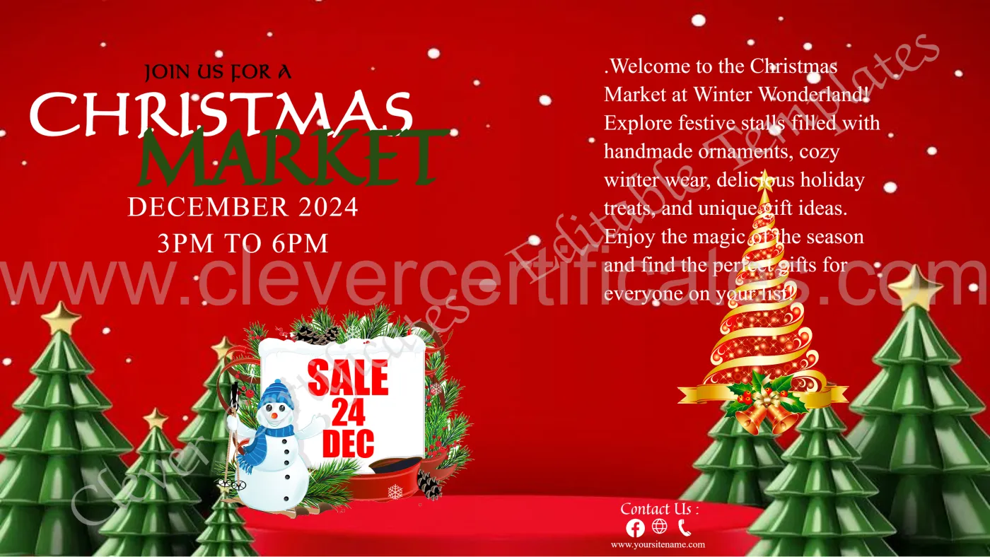 Editable Christmas Market Brochure — Certificate Template Preview