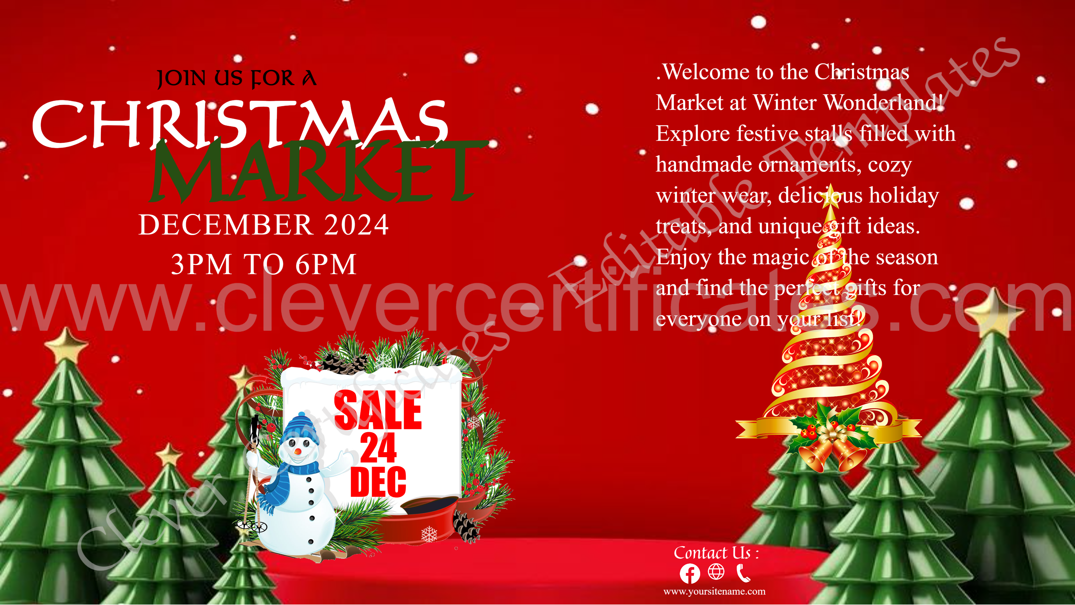 Editable Christmas Market Brochure — Certificate Template Preview
