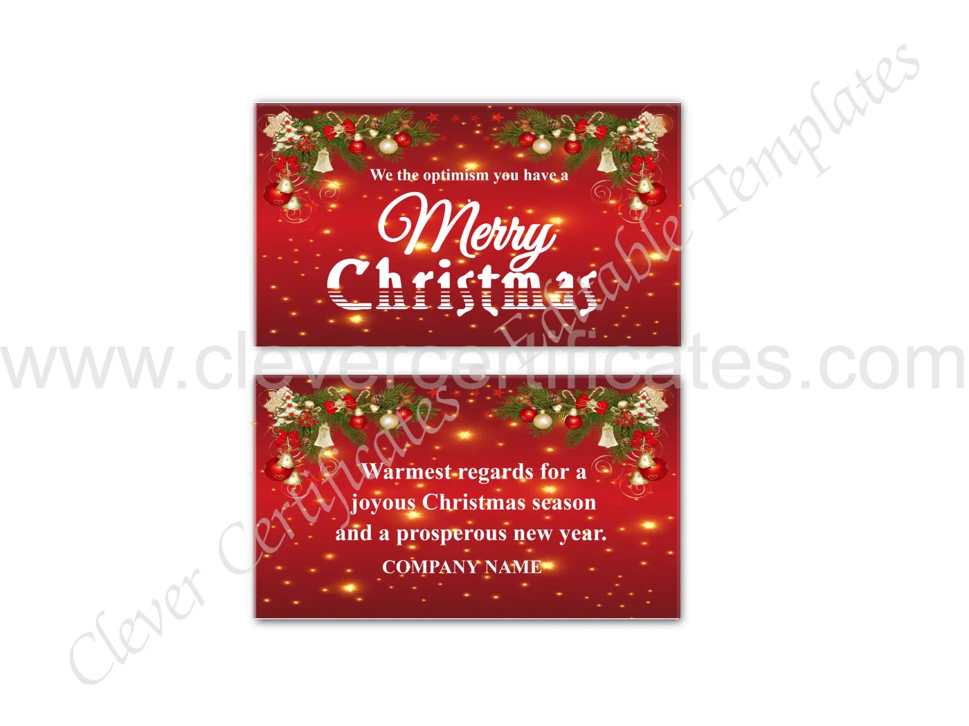 Editable Business Card For Christmas — Certificate Template Preview