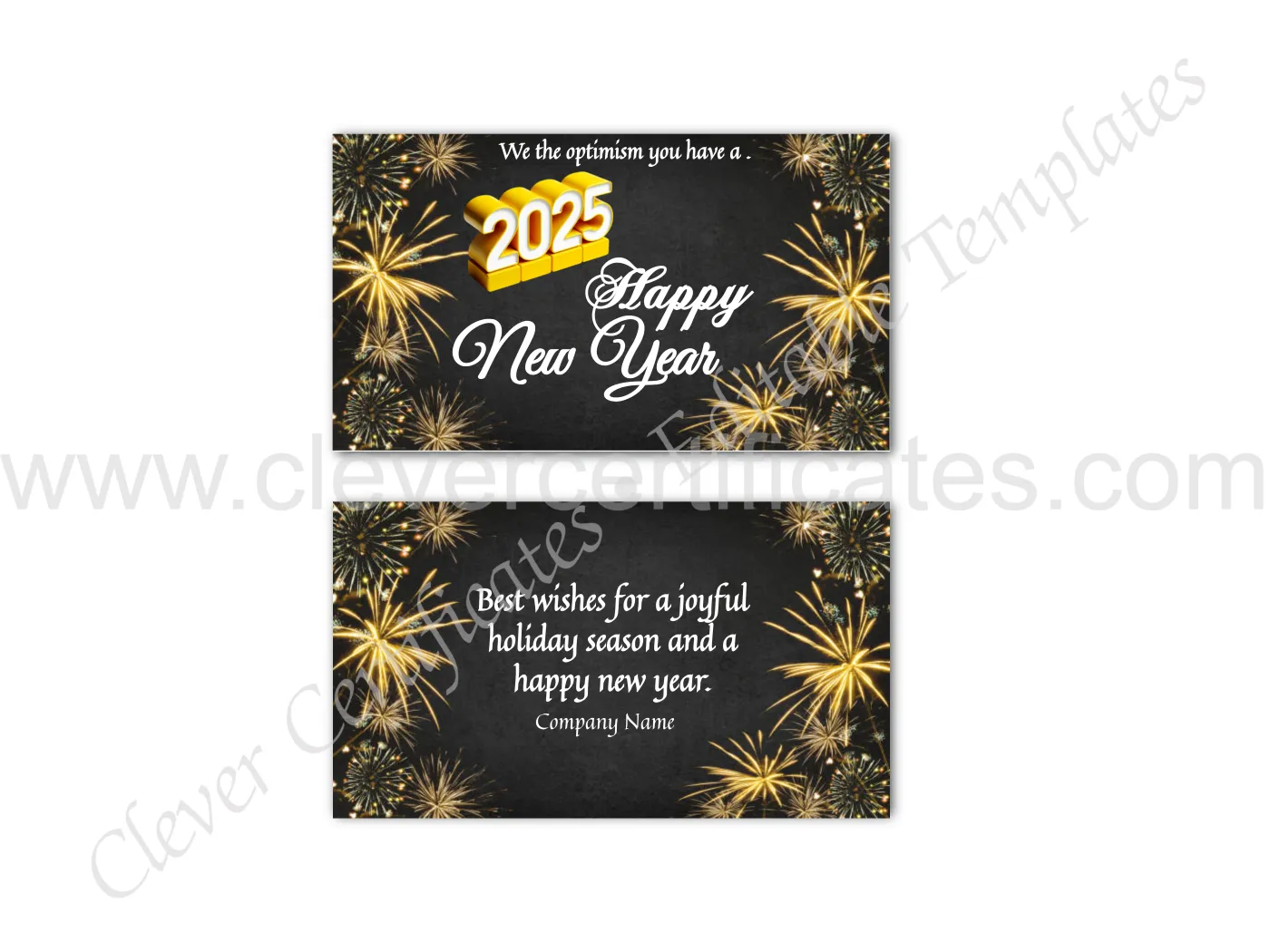 Editable New Year Business Card — Certificate Template Preview