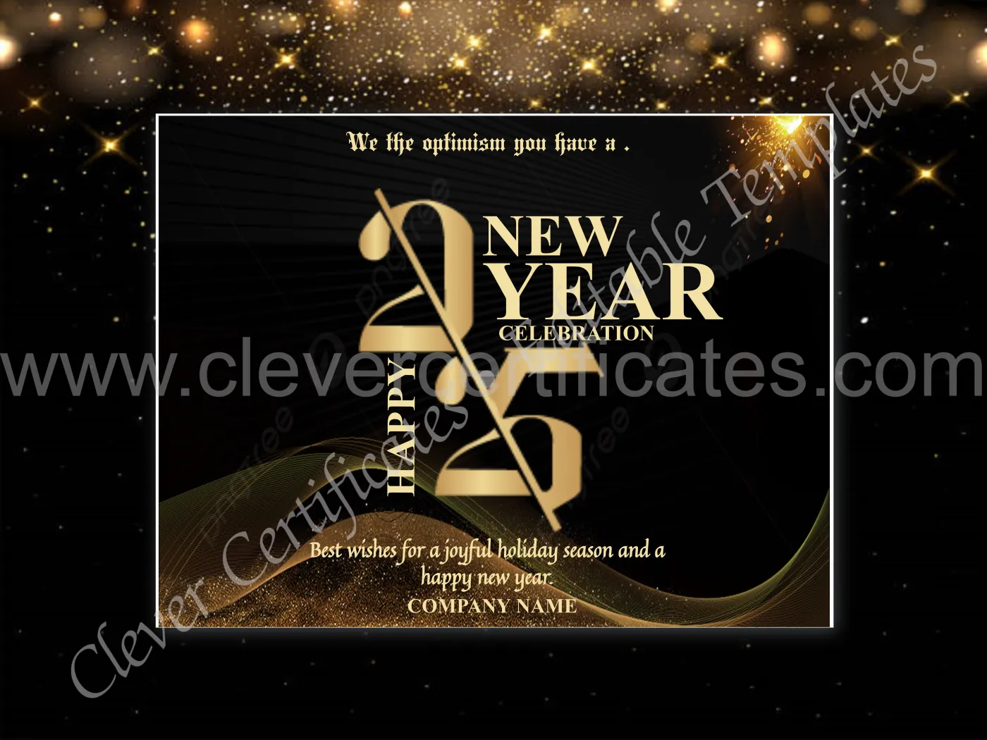 Editable New Year 2025 Business Card — Certificate Template Preview