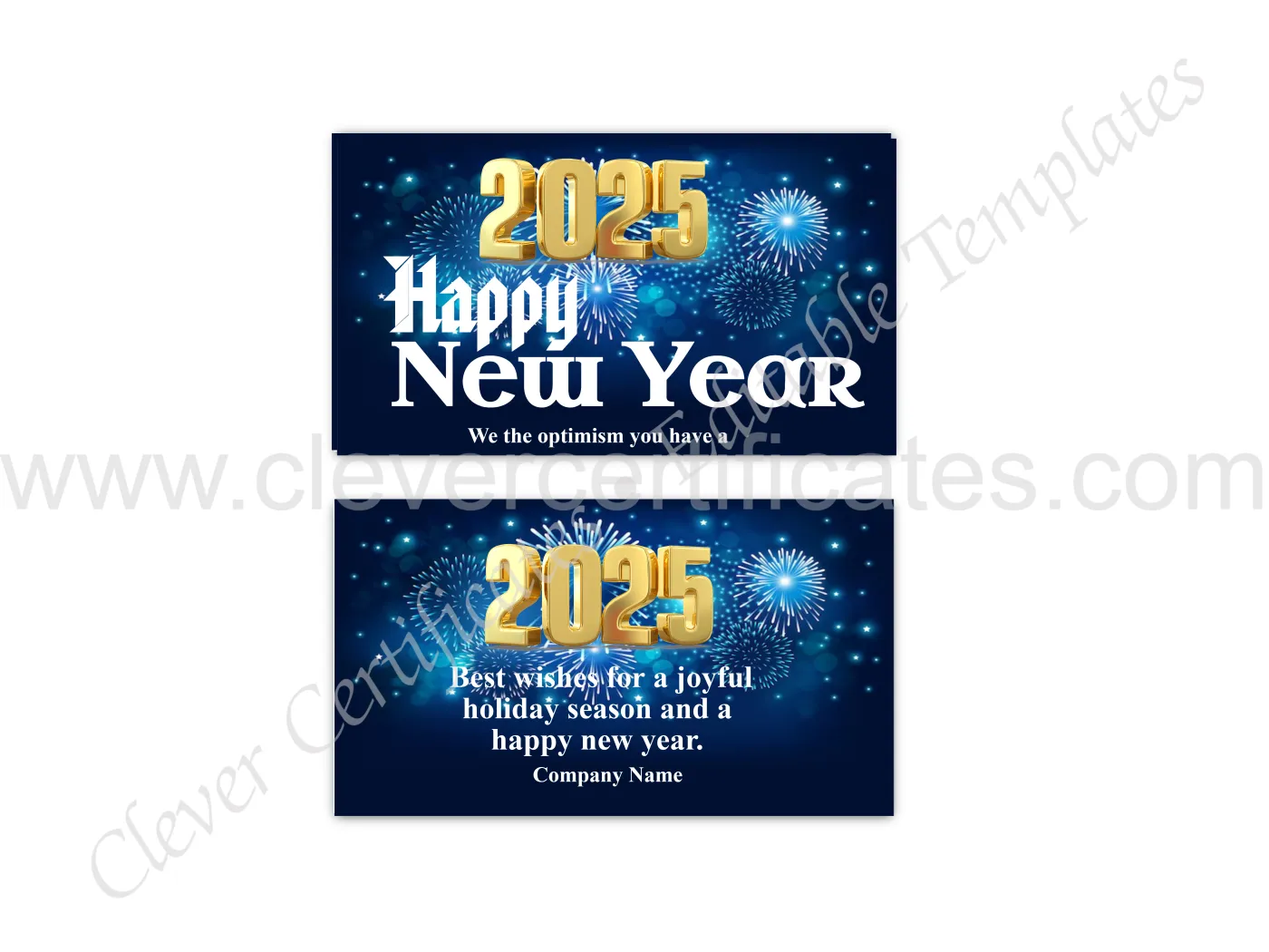 Editable 2025 New Year Business Card — Certificate Template Preview